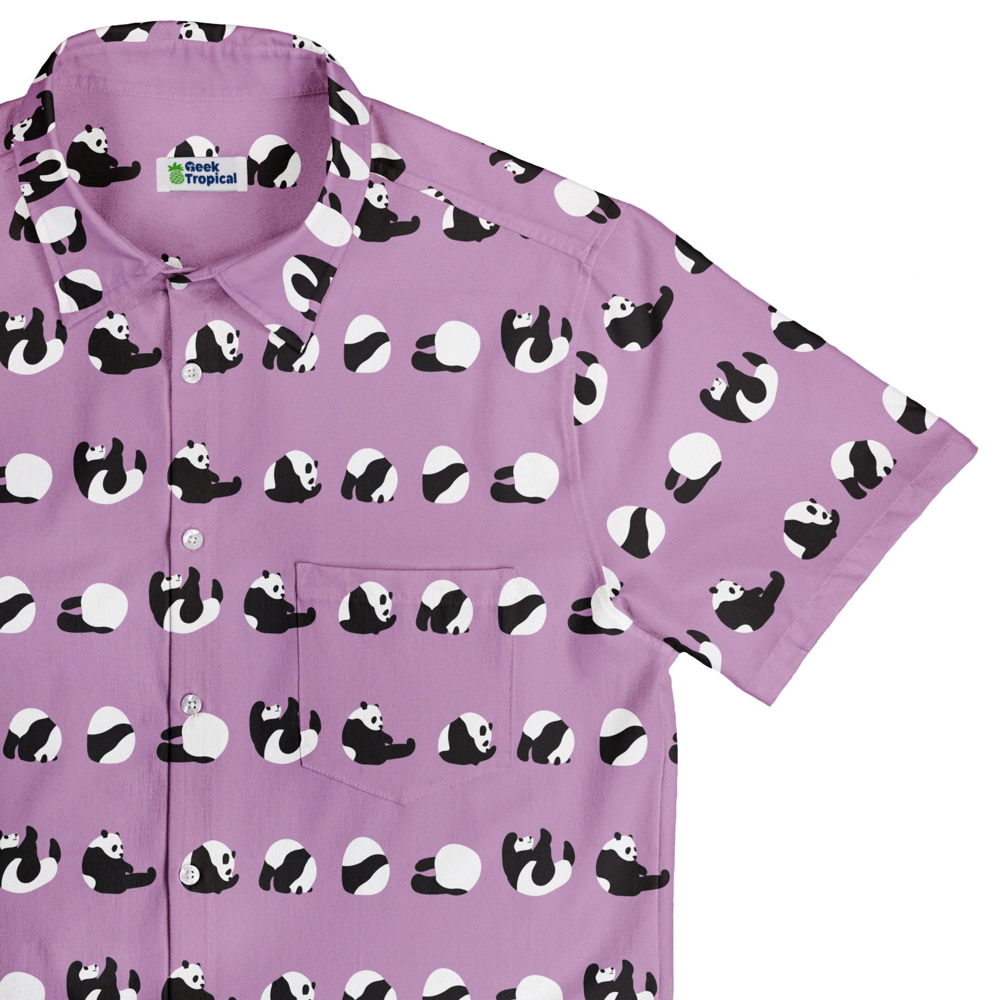 Rolling Silly Pandas Lilac Button Up Shirt 1