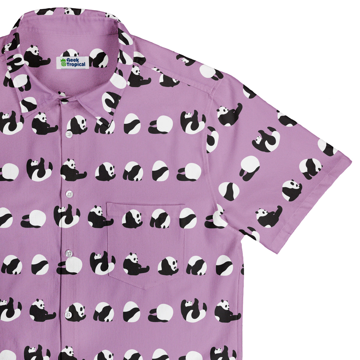 Rolling Silly Pandas Lilac Button Up Shirt Top Corner
