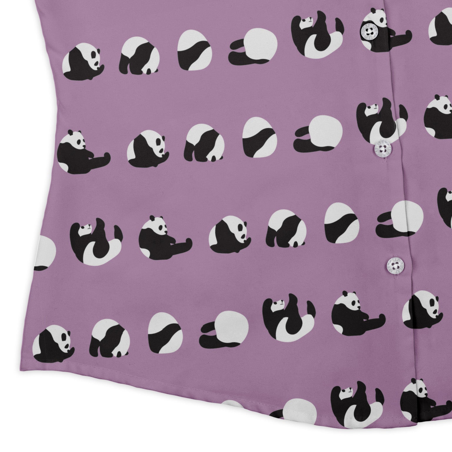 Rolling Silly Pandas Lilac Curvy Button Up Shirt Old Curvy Button Up Shirt womens corner