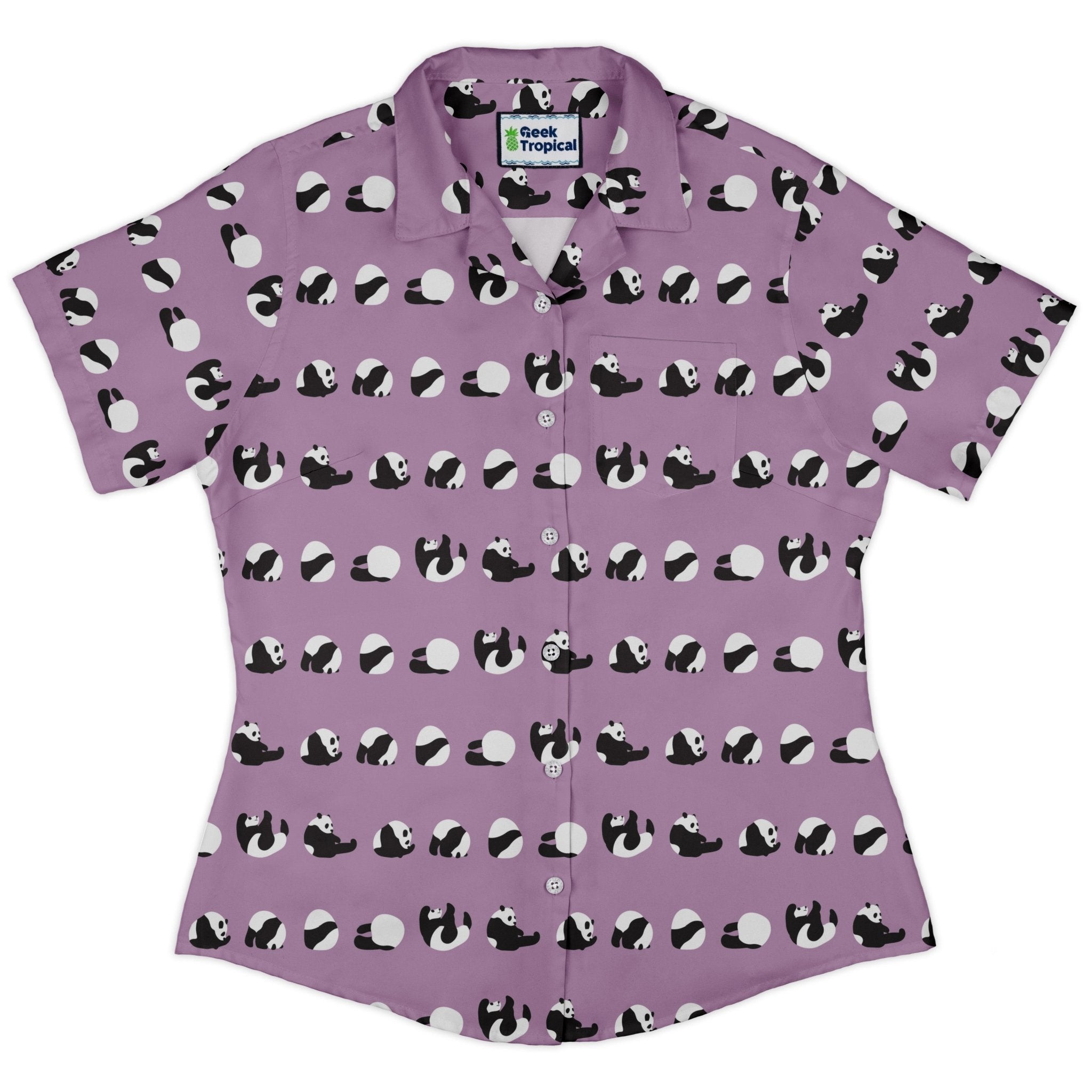 Rolling Silly Pandas Lilac Curvy Button Up Shirt 2