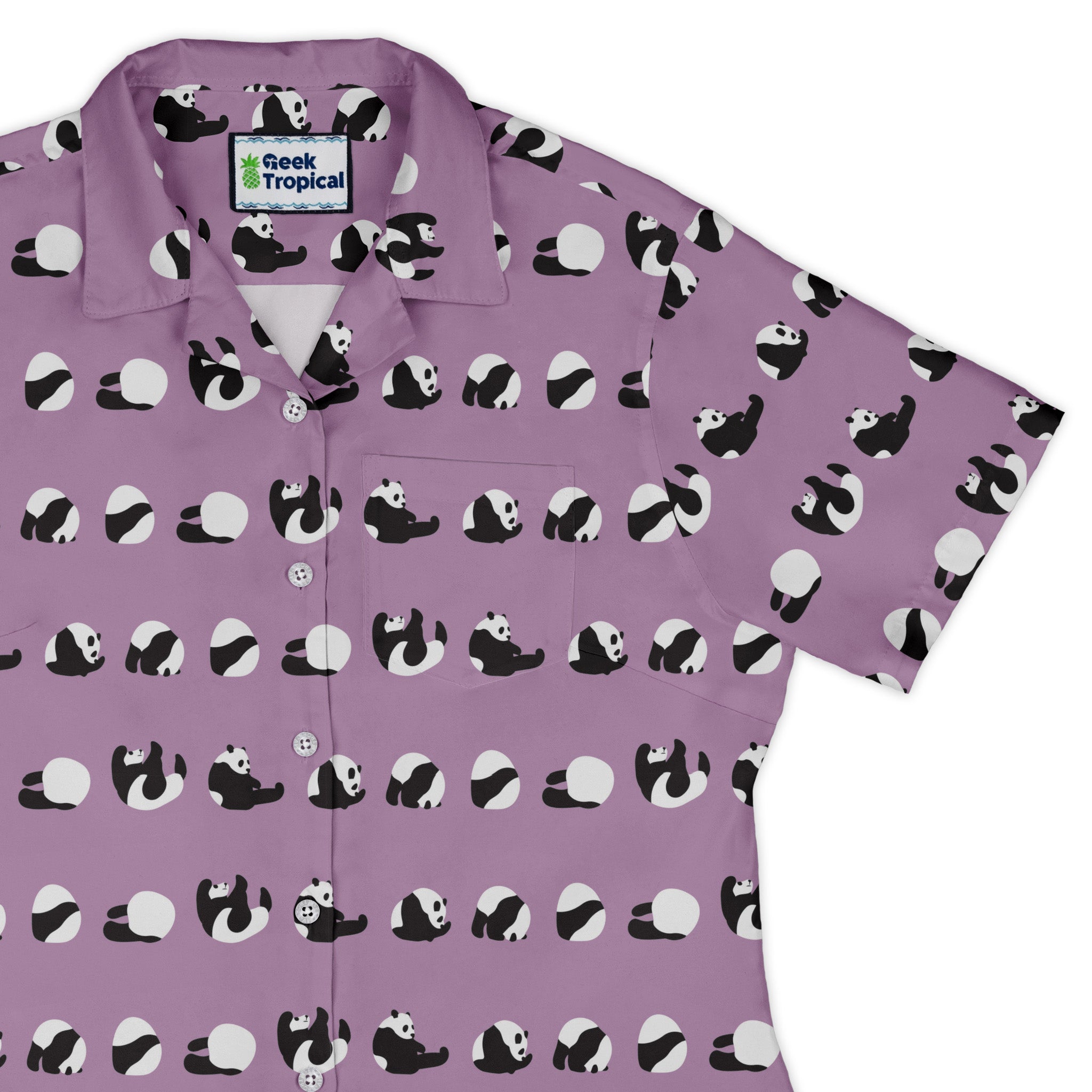 Rolling Silly Pandas Lilac Curvy Button Up Shirt Old Curvy Button Up Shirt womens top right