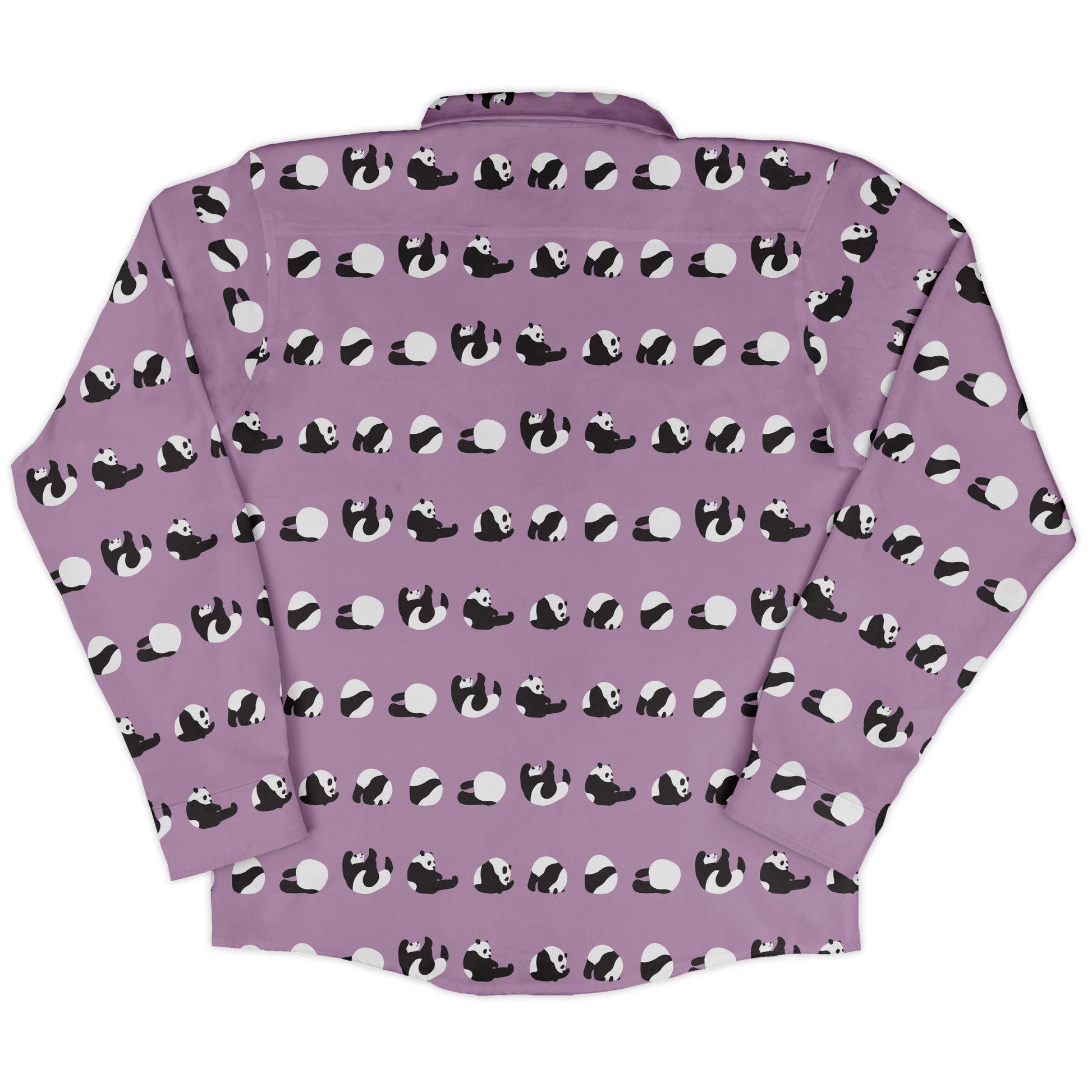 Rolling Silly Pandas Lilac Long Sleeve Button Up Shirt back