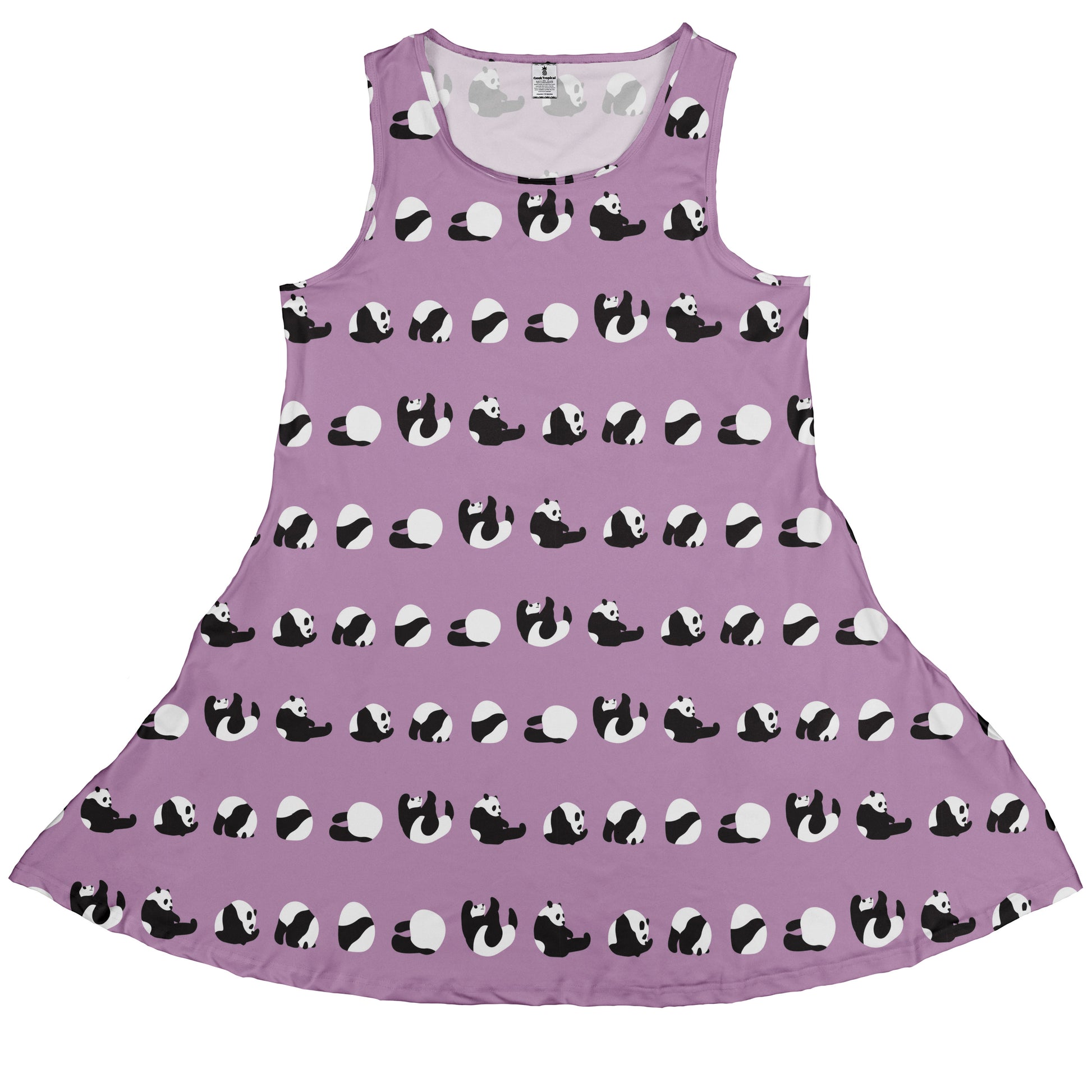 Rolling Silly Pandas Lilac Sleeveless Dress front