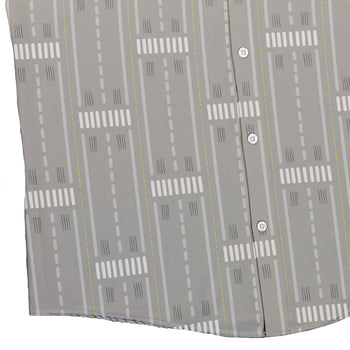 Runway Stripe Button Up Shirt Geek Nerd adult sizing aviation print Design by Zirkus Design