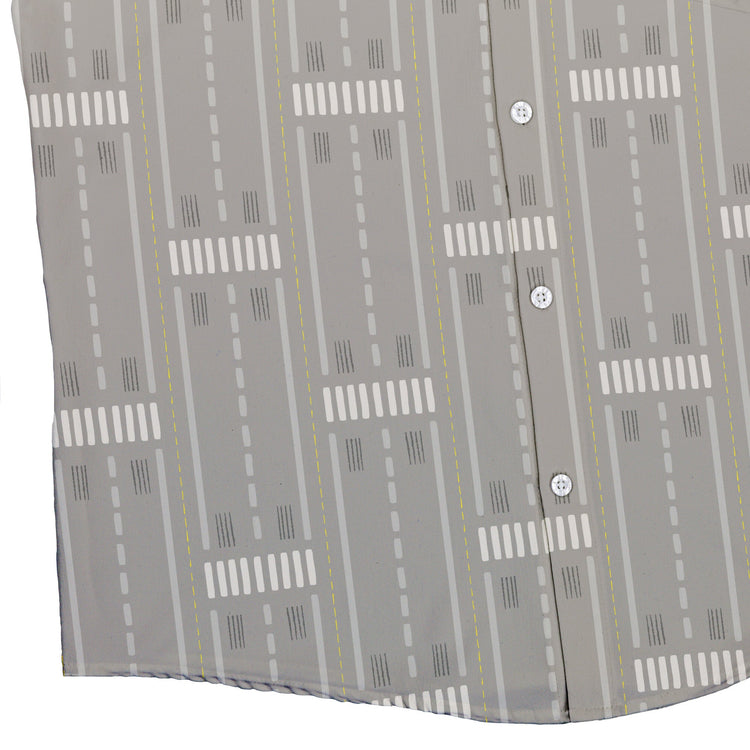 Runway Stripe Button Up Shirt Geek Nerd adult sizing aviation print Design by Zirkus Design