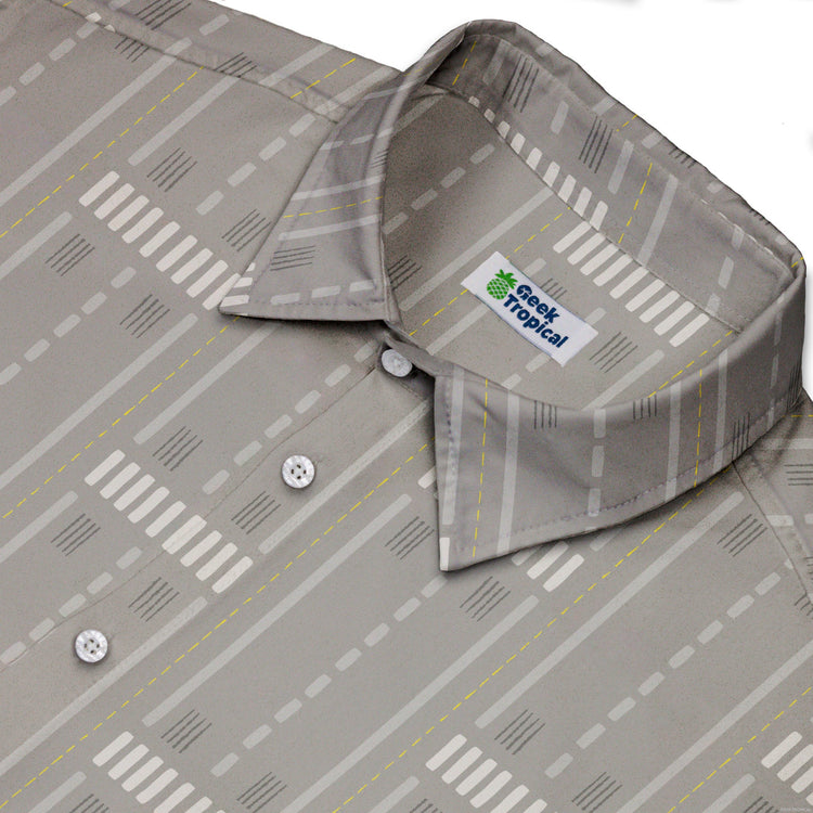 Runway Stripe Button Up Shirt Geek Nerd adult sizing aviation print Design by Zirkus Design