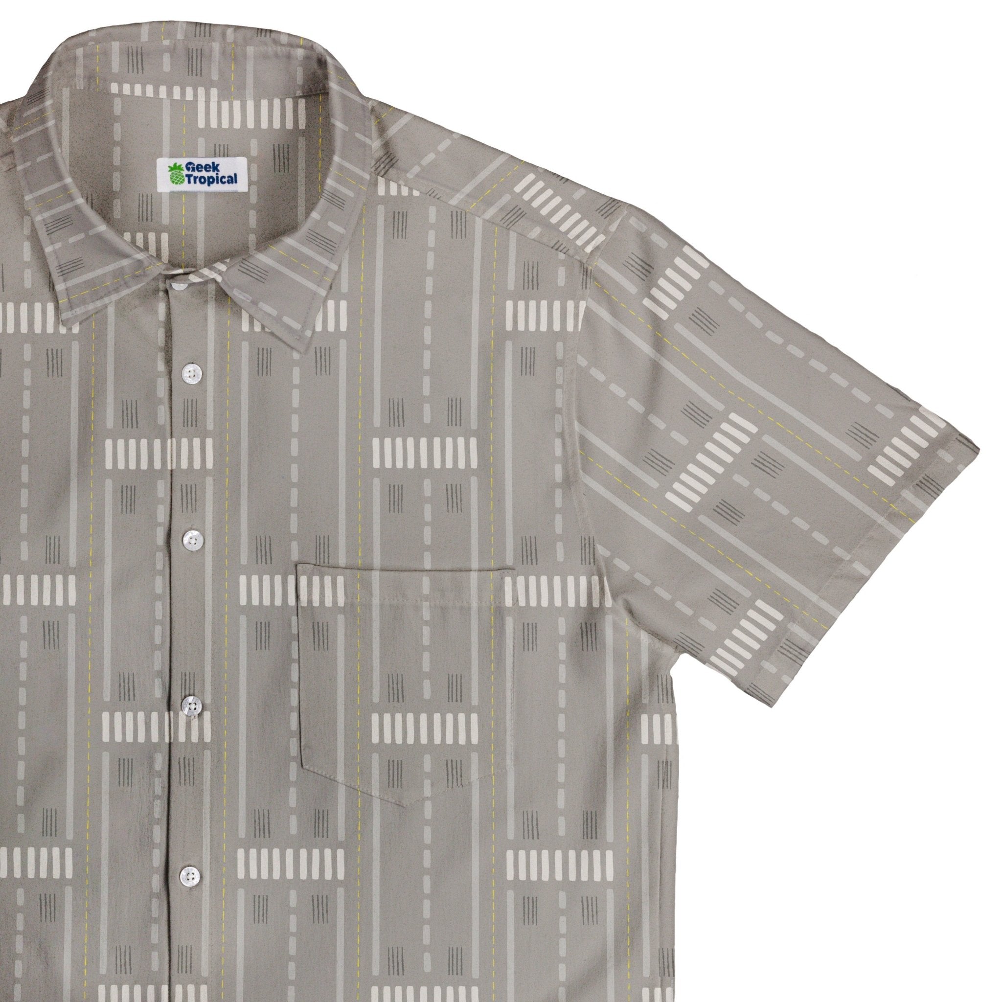 Runway Stripe Button Up Shirt Geek Nerd adult sizing aviation print Design by Zirkus Design