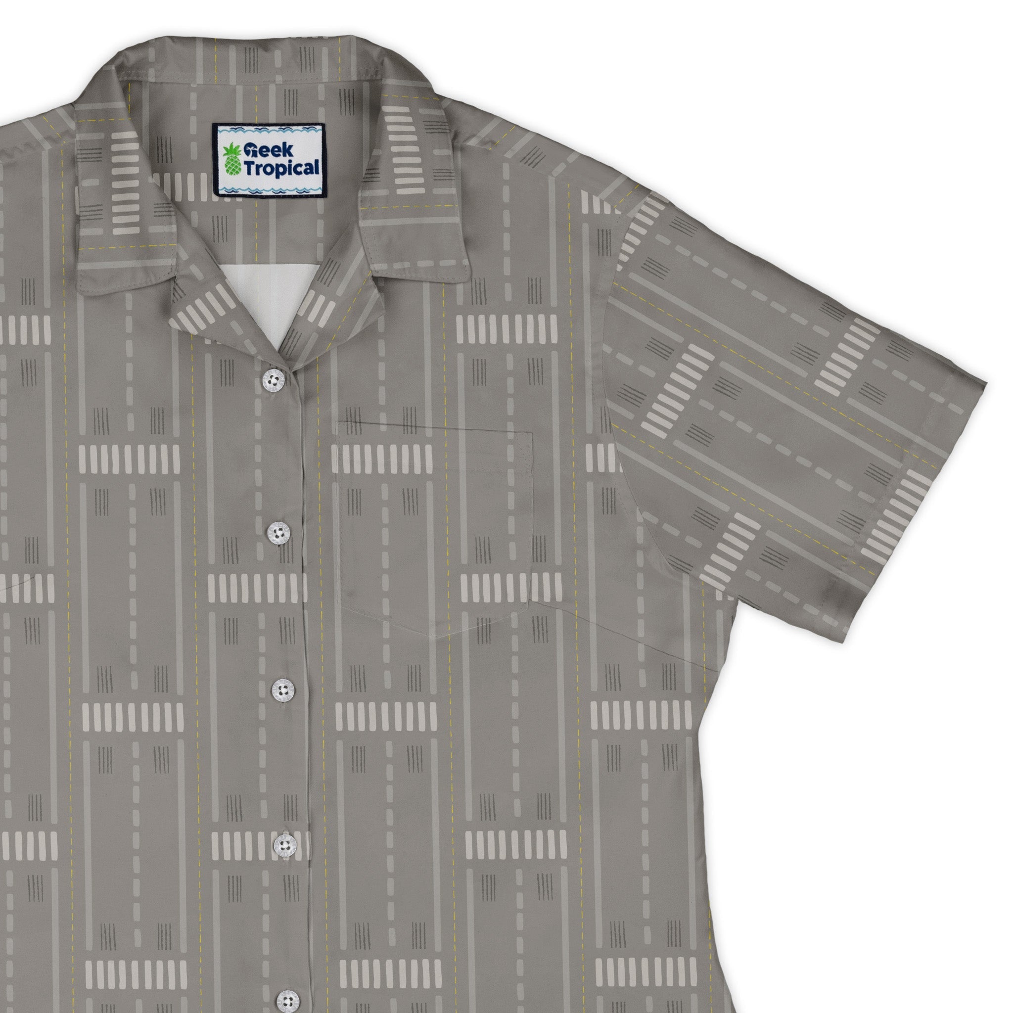 Runway Stripe Curvy Button Up Shirt Geek Nerd aviation print Design by Zirkus Design q225