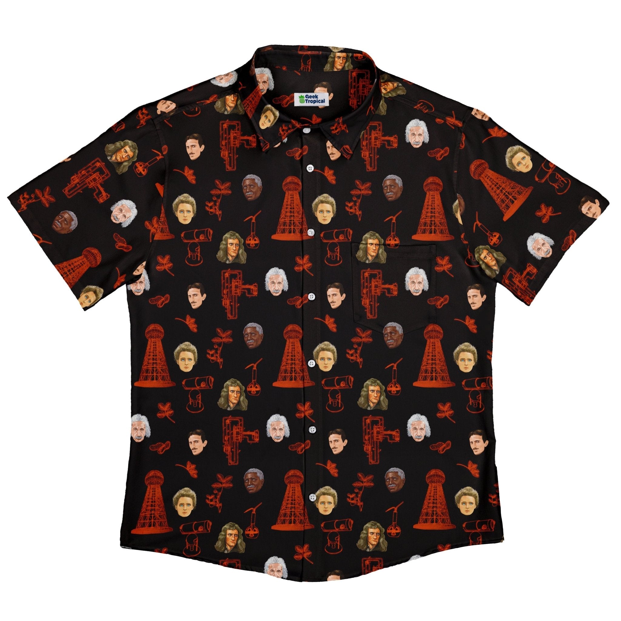 Rusty Science Legends Button Up Shirt - adult sizing - Designs by Nathan - science print