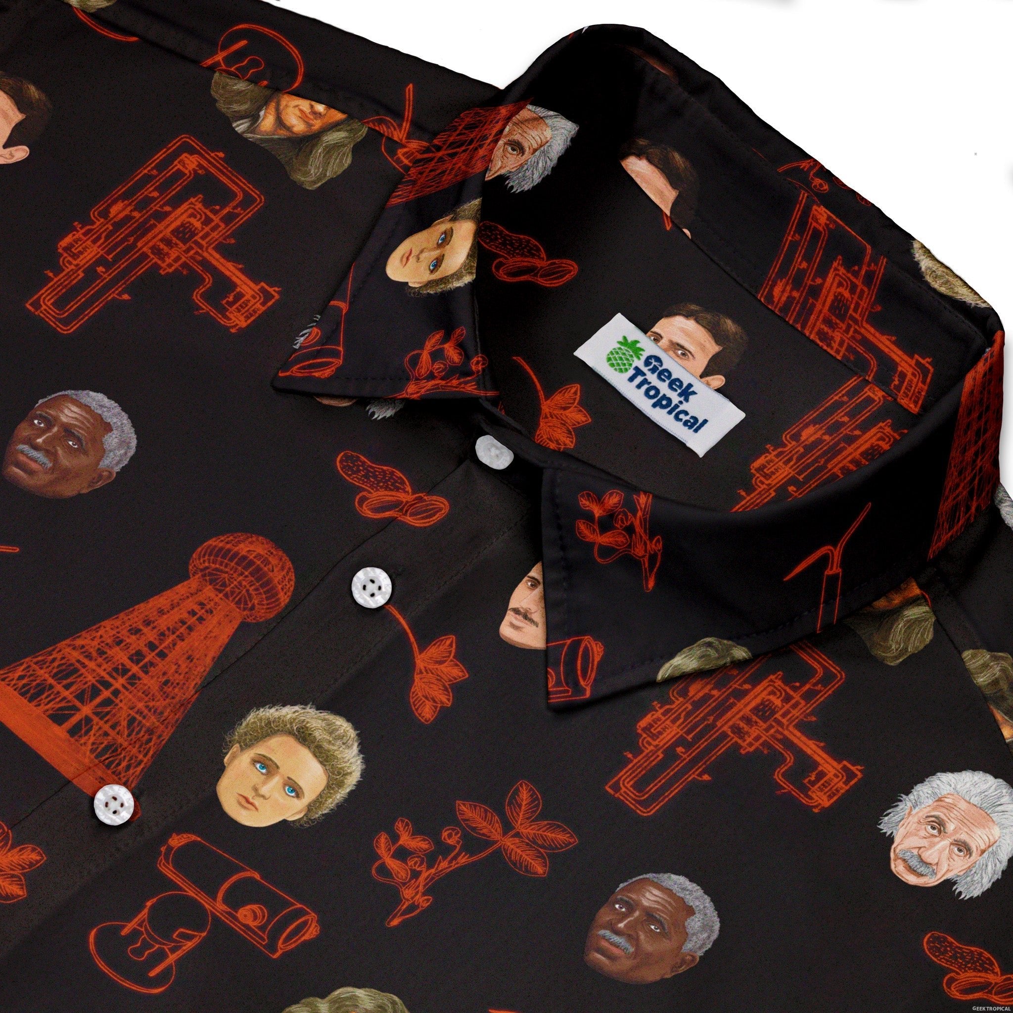 Rusty Science Legends Button Up Shirt - adult sizing - Designs by Nathan - science print