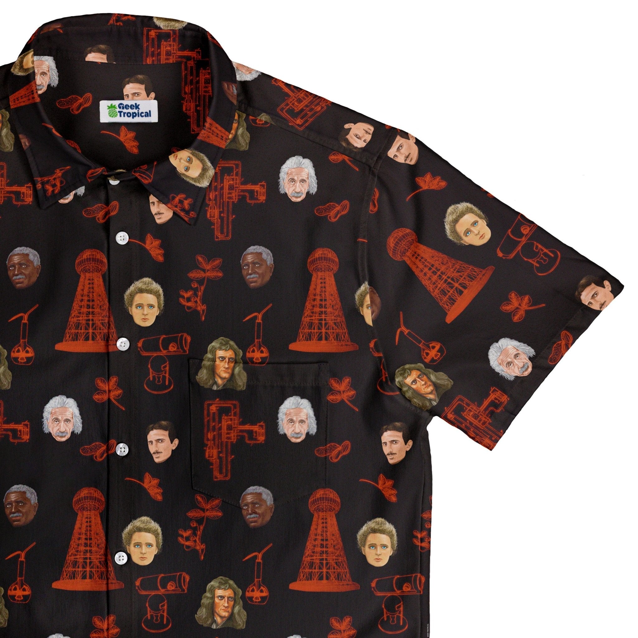 Rusty Science Legends Button Up Shirt - adult sizing - Designs by Nathan - science print