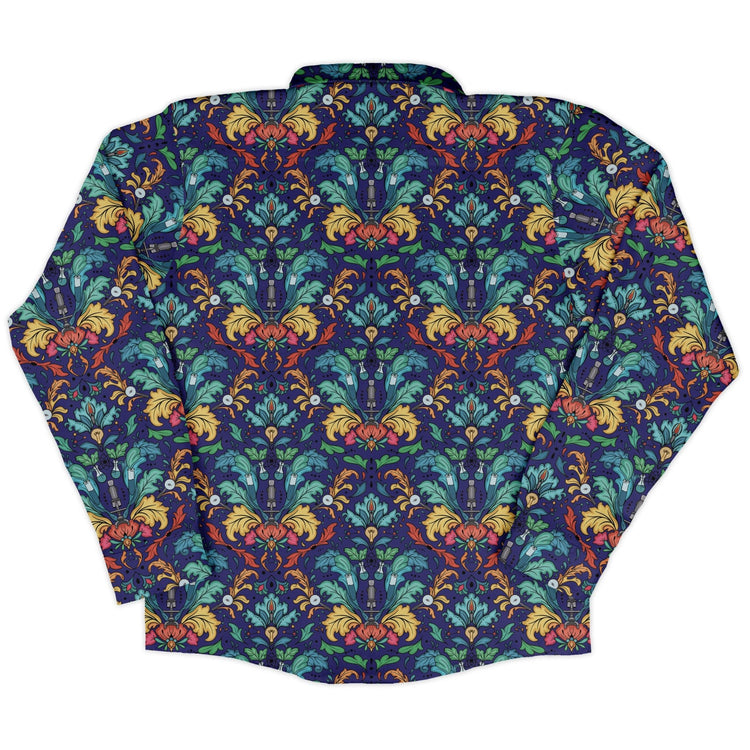 STEM Hidden Sciences Long Sleeve Button Up Shirt Geek Nerd adult sizing Design By Brigid Ashwood FLOW DESC WRITING