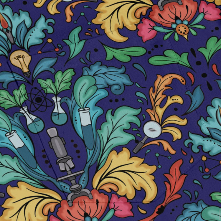 STEM Hidden Sciences Long Sleeve Button Up Shirt Geek Nerd adult sizing Design By Brigid Ashwood FLOW DESC WRITING