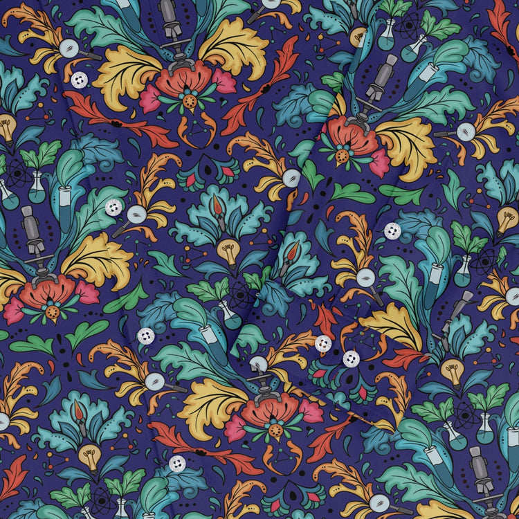 STEM Hidden Sciences Long Sleeve Button Up Shirt Geek Nerd adult sizing Design By Brigid Ashwood FLOW DESC WRITING