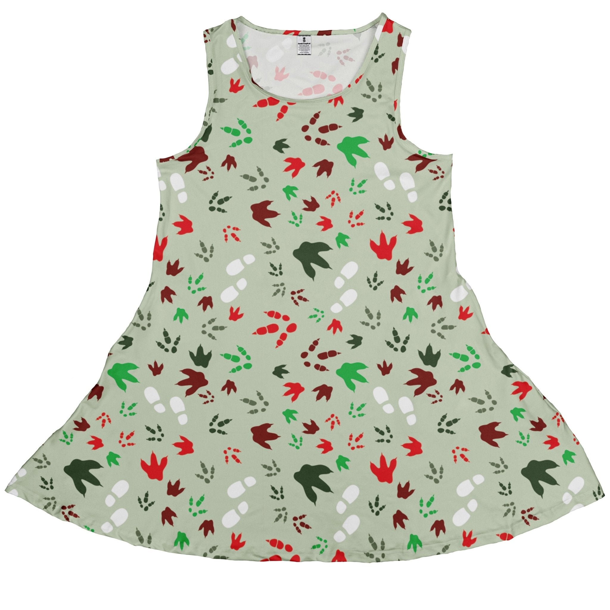 Santa Boots and Dinosaur Footprint Tracks Dress Geek Nerd Christmas Print lx - C q4