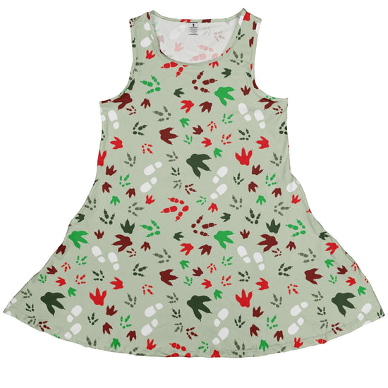 Santa Boots and Dinosaur Footprint Tracks Dress Geek Nerd Christmas Print lx - C q4