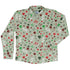 Santa Boots and Dinosaur Footprint Tracks Long Sleeve Button Up Shirt Geek Nerd adult sizing Christmas Print dinosaur print