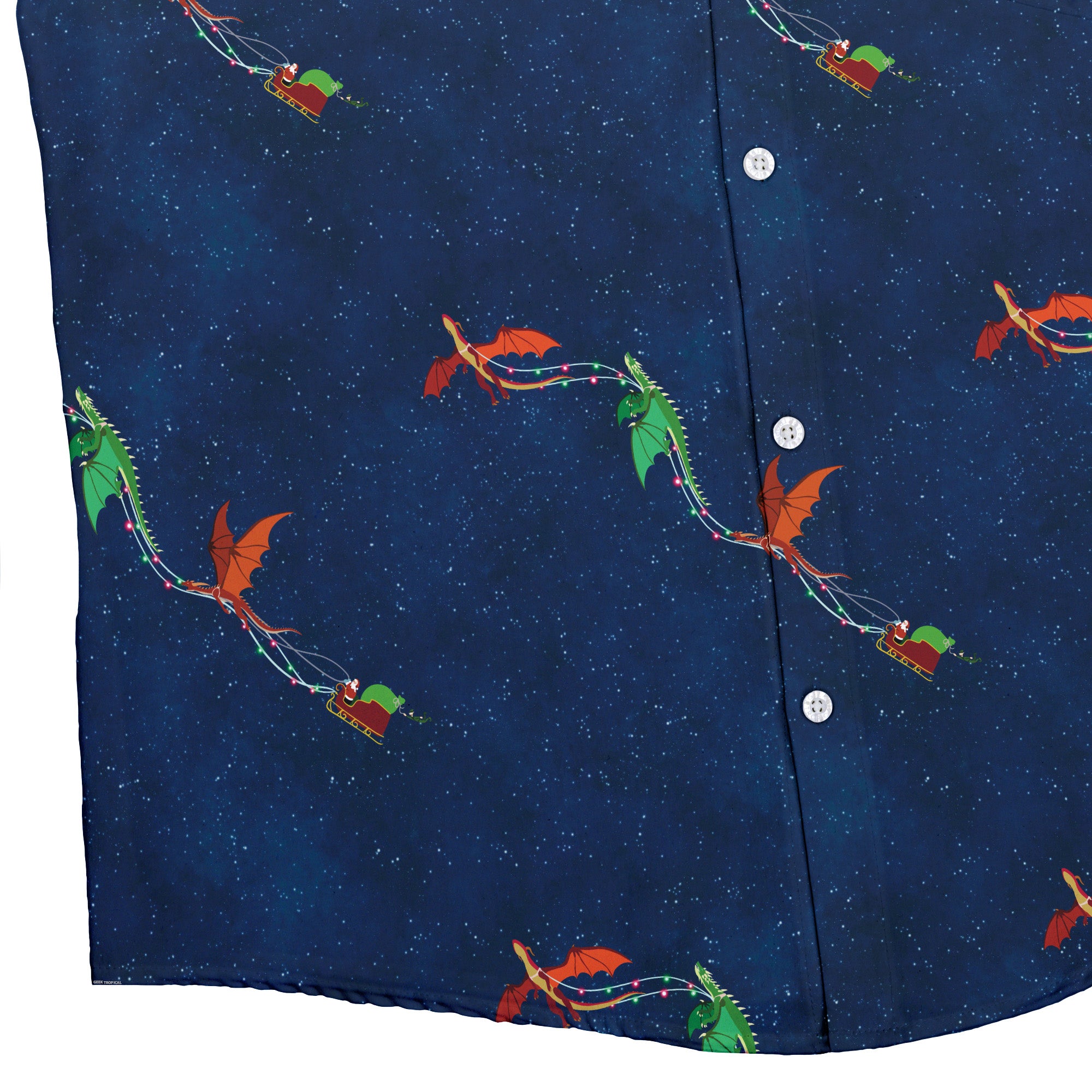 Santa Sleigh Dragons Button Up Shirt | Geek Tropical