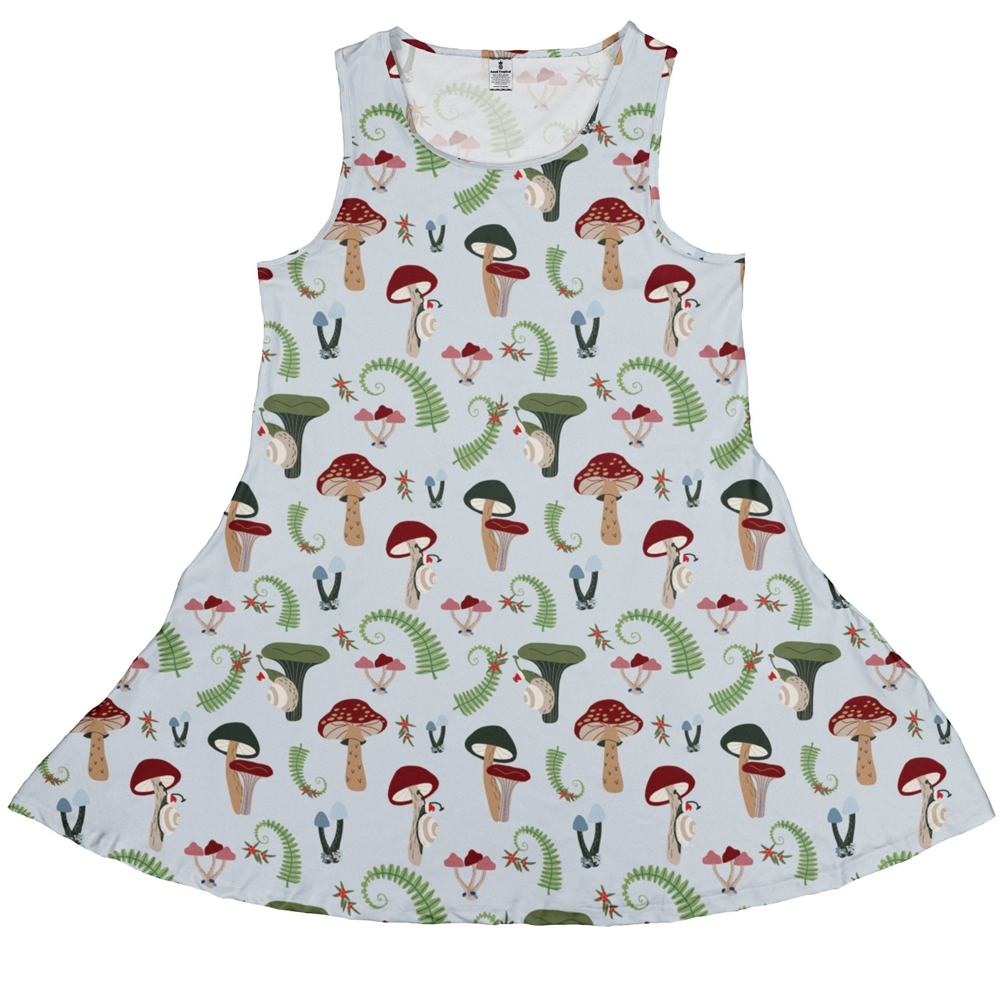 Santa Snails and winter mushrooms pattern Dress Geek Nerd Christmas Print Design by Dunking Toast lx - C