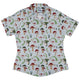 Santa Snails and winter mushrooms Curvy Button Up Shirt Geek Nerd Botany Print Christmas Print women