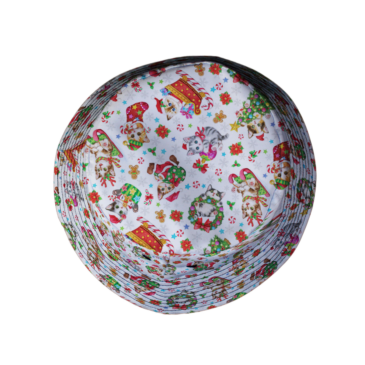 Santas Little Kittens Bucket Hat Top View