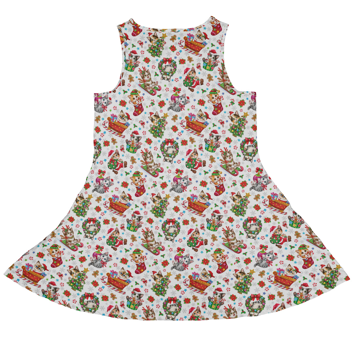 Santas Little Kittens Sleeveless Dress back
