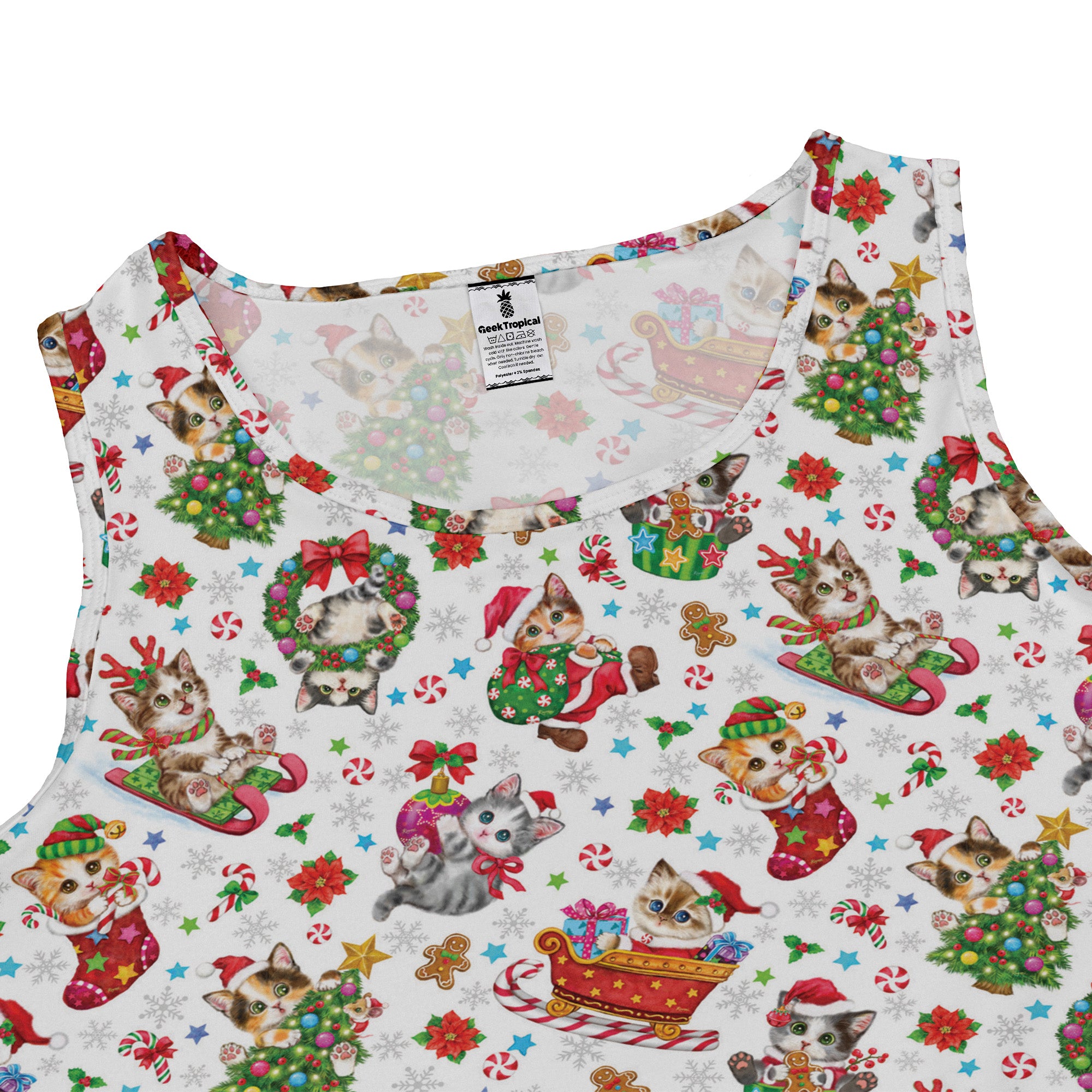 Santas Little Kittens Sleeveless Dress close front
