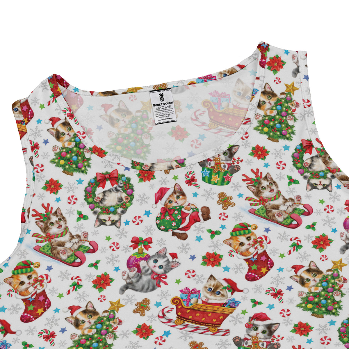 Santas Little Kittens Sleeveless Dress close front