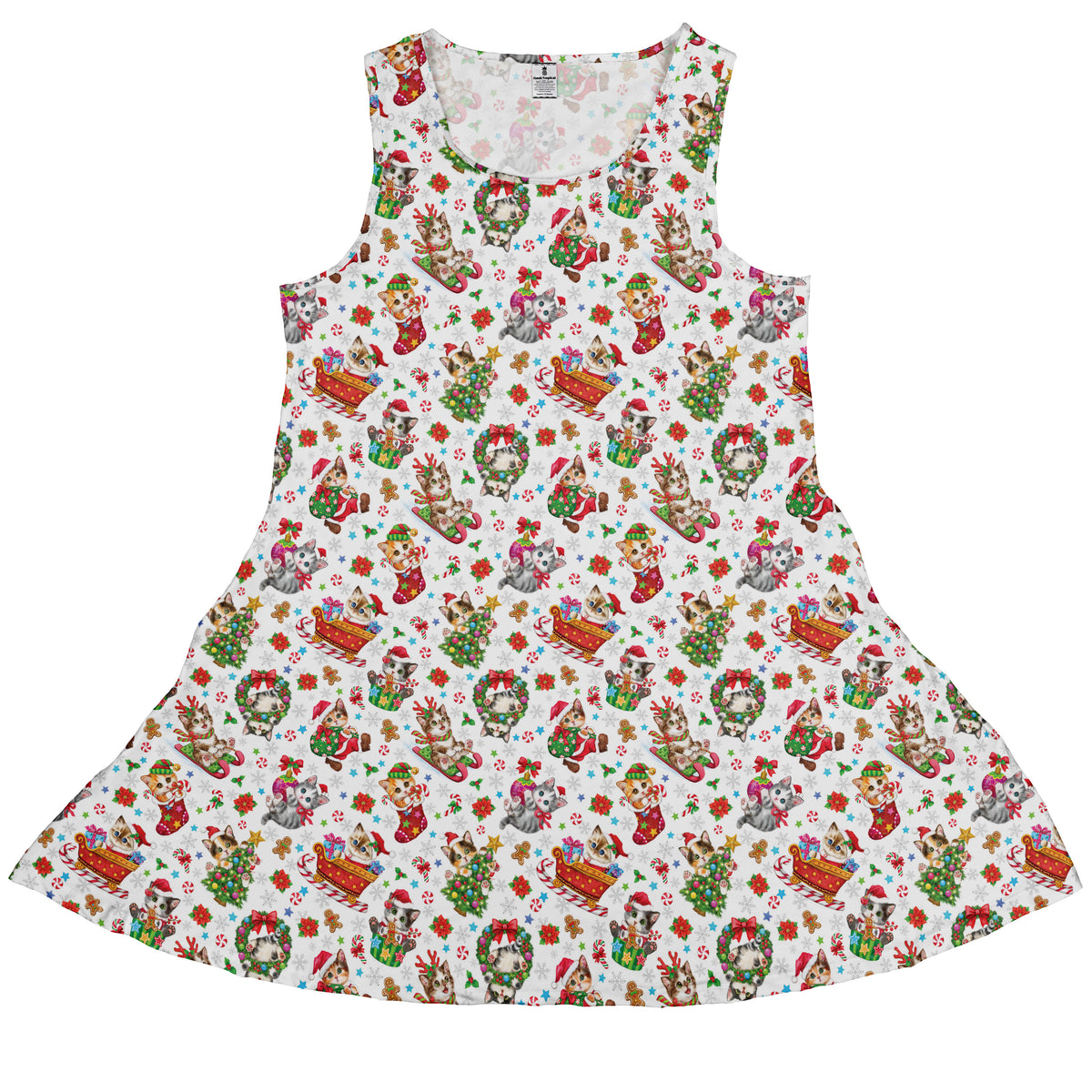 Santas Little Kittens Sleeveless Dress front