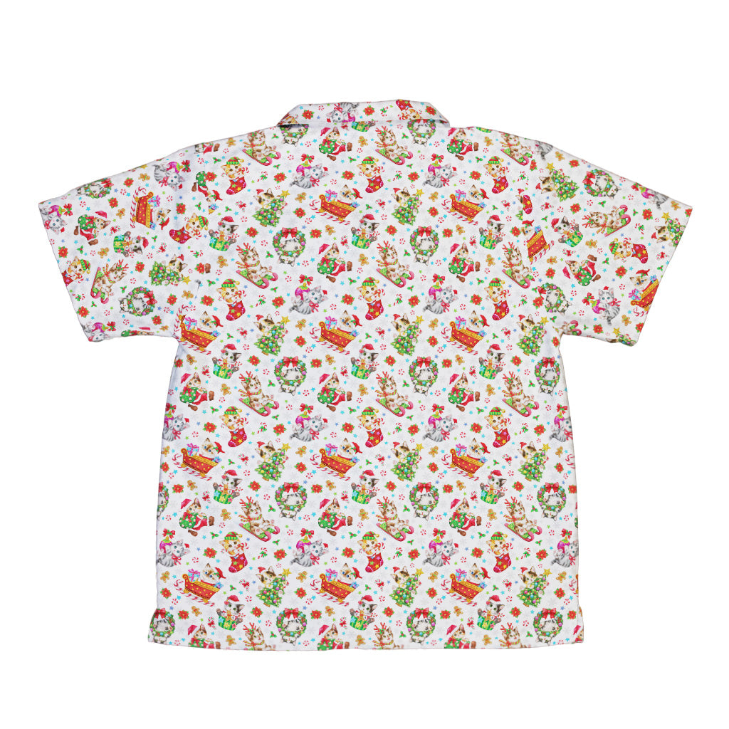 Santas Little Kittens Youth Hawaiian Shirt Back
