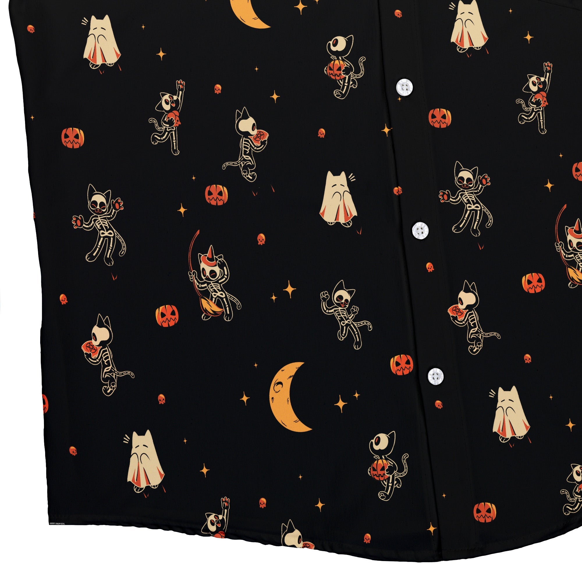 Scaredy Cats Button Up Shirt Geek Nerd adult sizing halloween q4