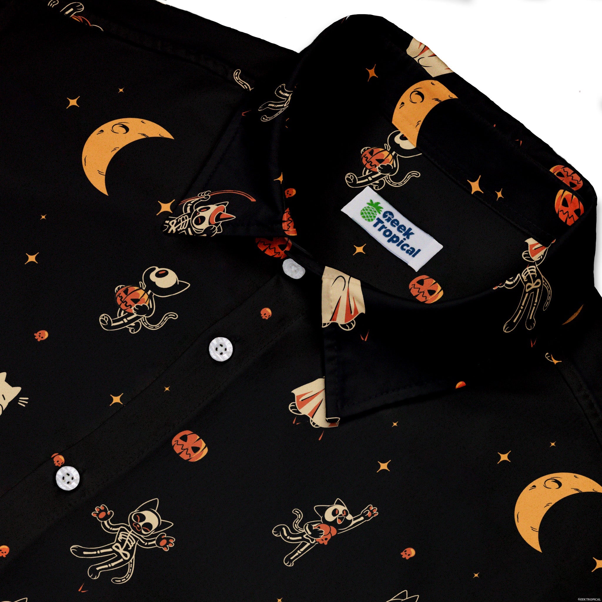 Scaredy Cats Button Up Shirt Geek Nerd adult sizing halloween q4