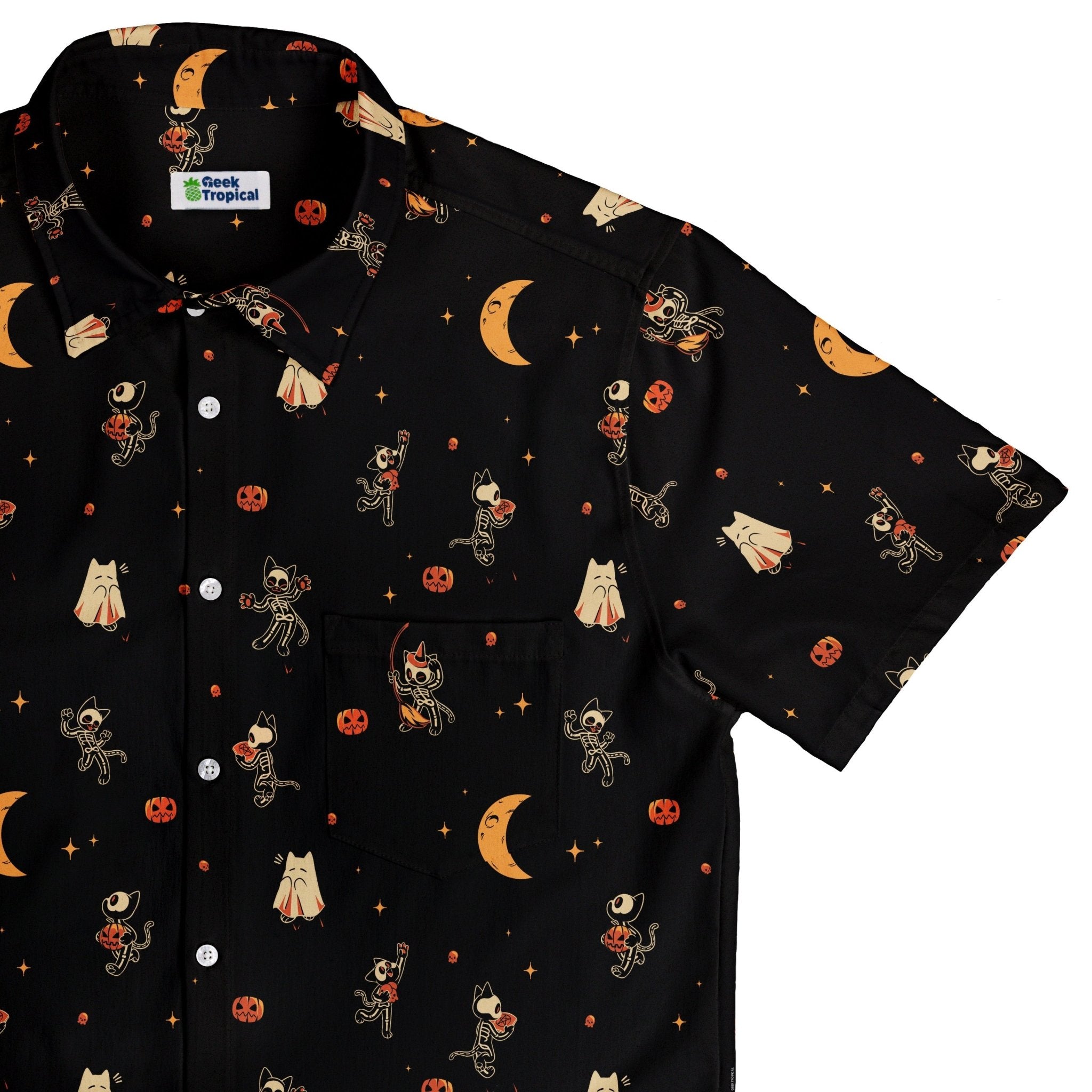 Scaredy Cats Button Up Shirt Geek Nerd adult sizing halloween q4