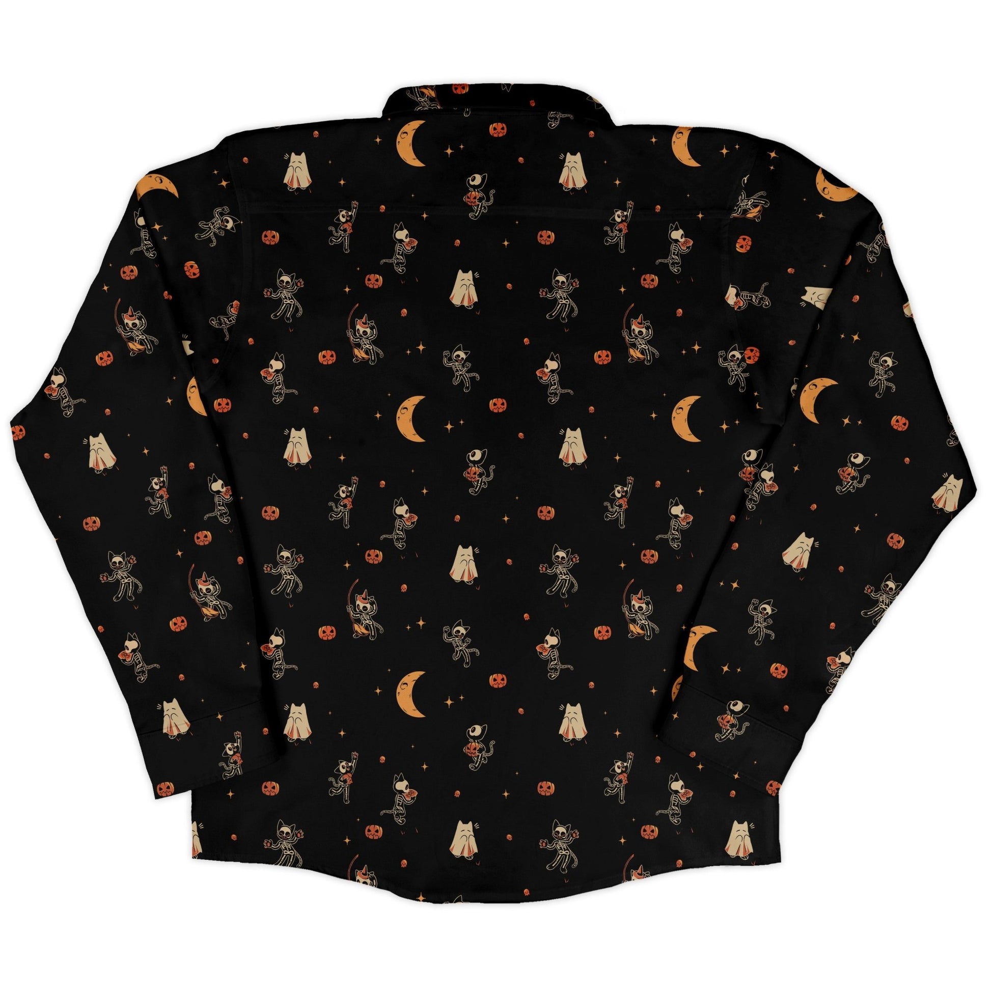 Scaredy Cats Long Sleeve Button Up Shirt Geek Nerd adult sizing Design by Tobe Fonseca FLOW DESC WRITING