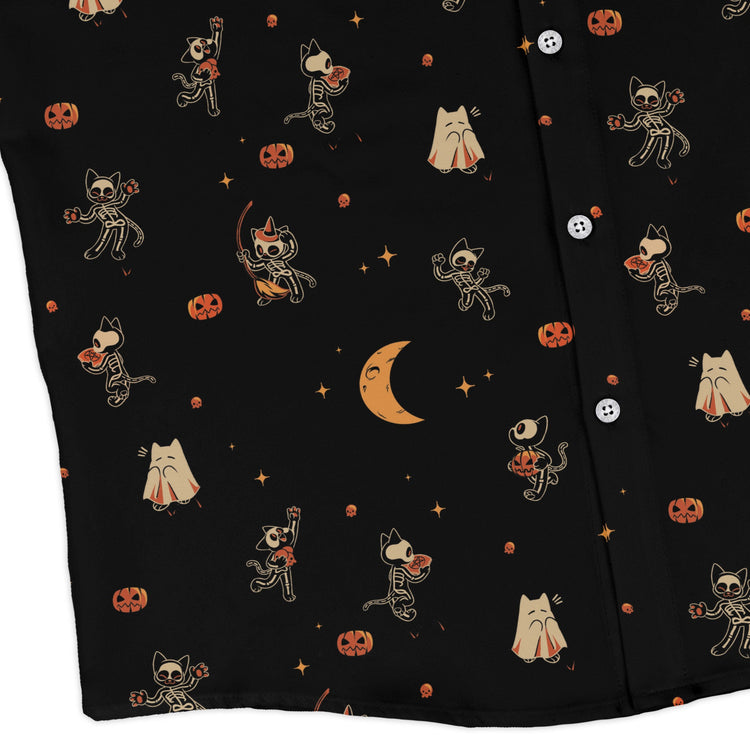 Scaredy Cats Long Sleeve Button Up Shirt Geek Nerd adult sizing Design by Tobe Fonseca FLOW DESC WRITING
