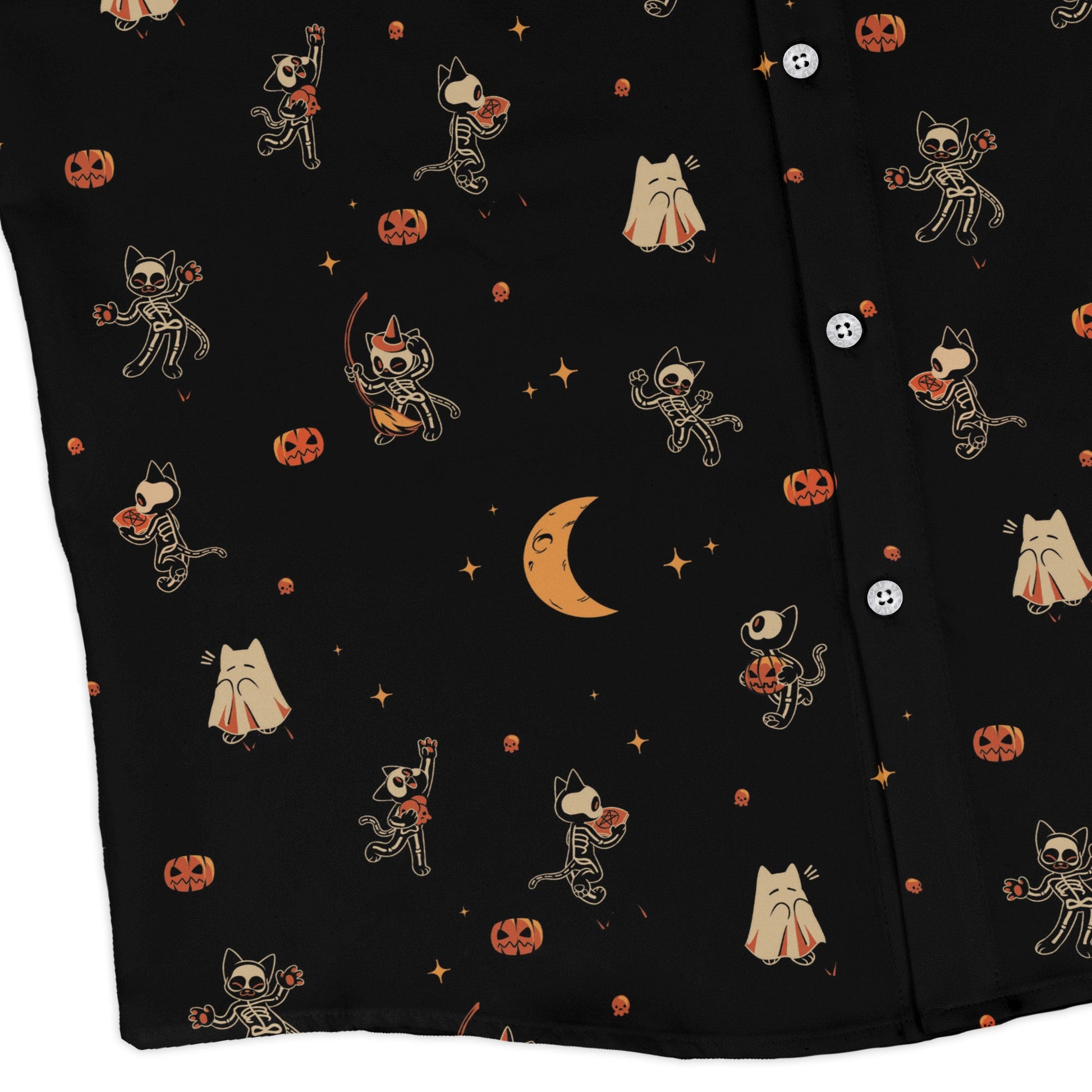 Scaredy Cats Long Sleeve Button Up Shirt Geek Nerd adult sizing Design by Tobe Fonseca FLOW DESC WRITING