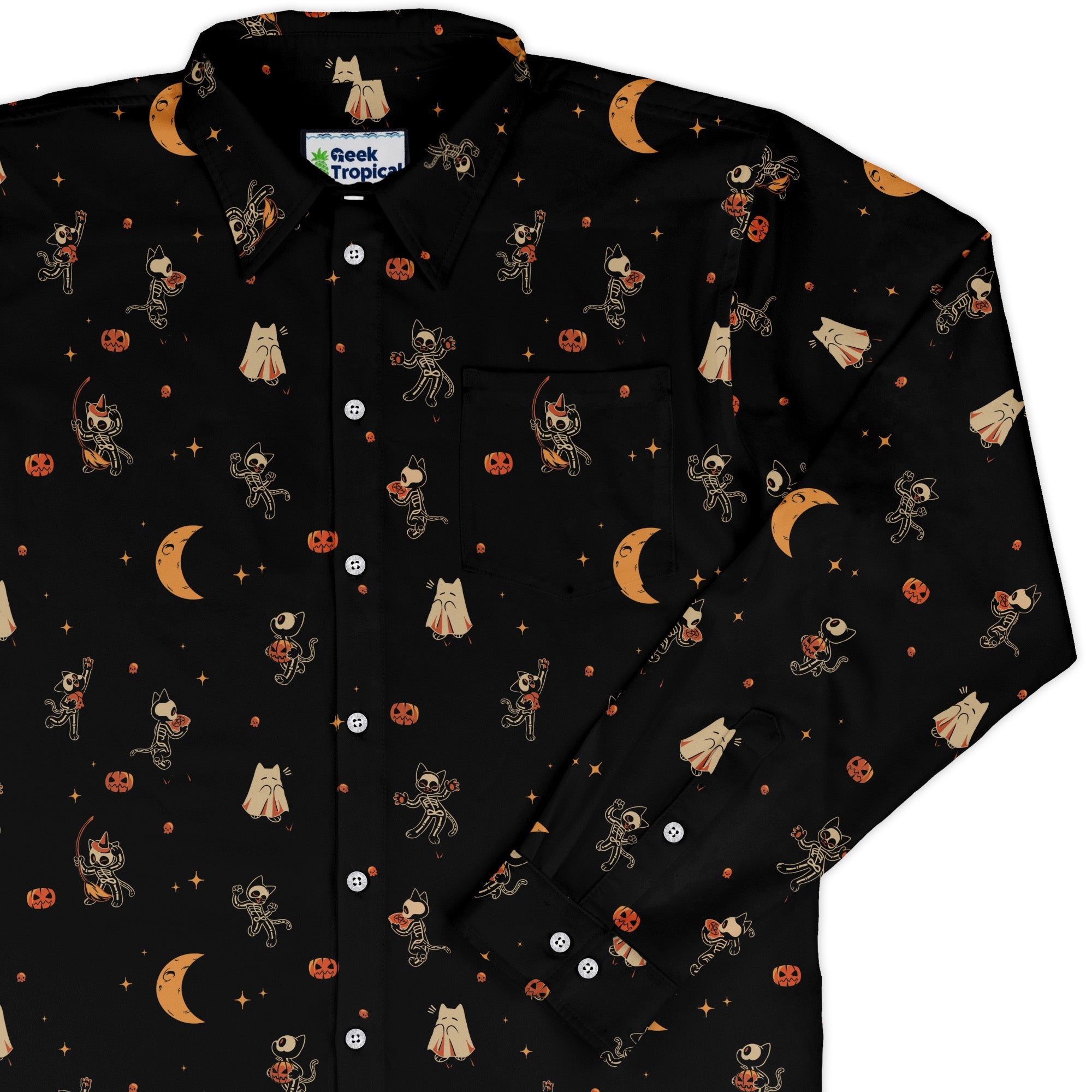 Scaredy Cats Long Sleeve Button Up Shirt