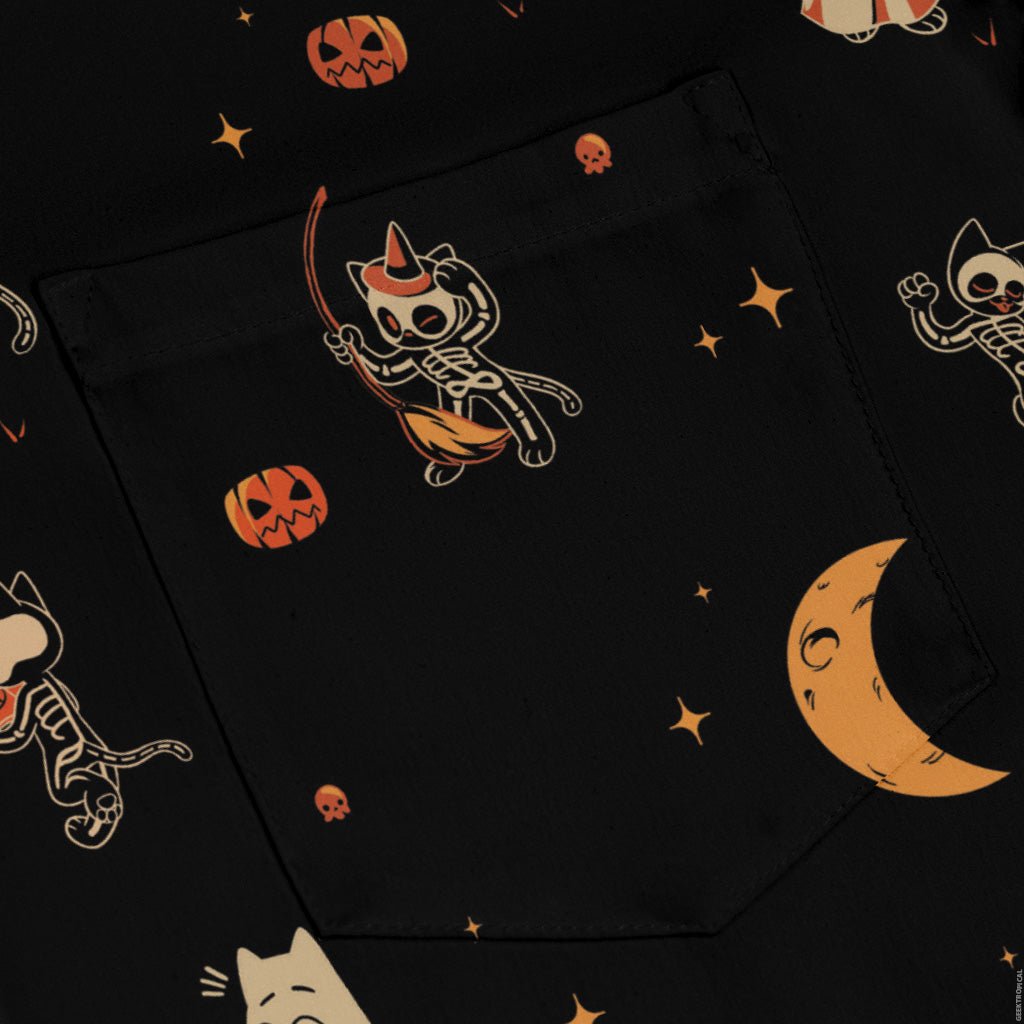 Scaredy Cats Long Sleeve Button Up Shirt Geek Nerd adult sizing Design by Tobe Fonseca FLOW DESC WRITING