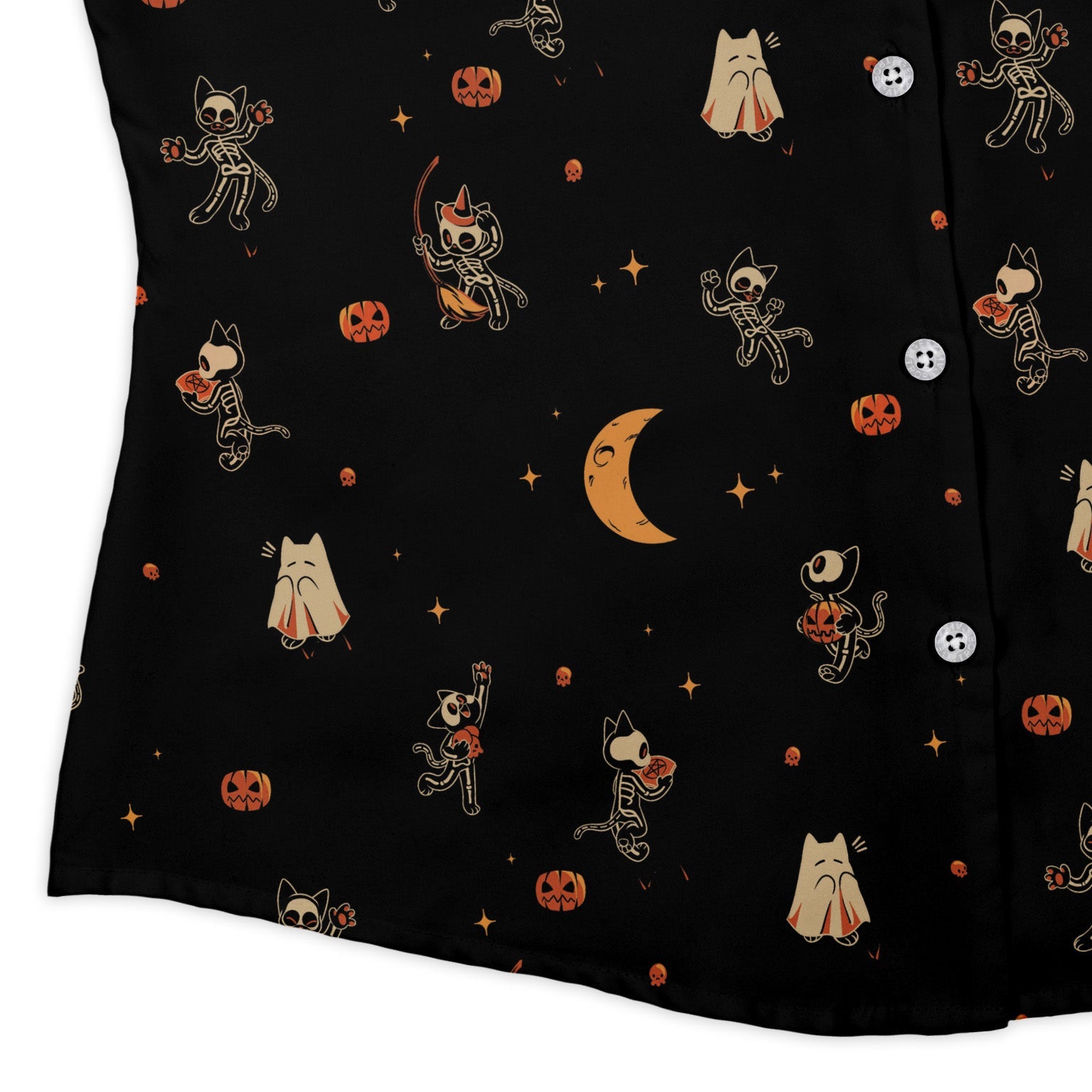 Scaredy Cats Curvy Button Up Shirt Geek Nerd Design by Tobe Fonseca halloween q4