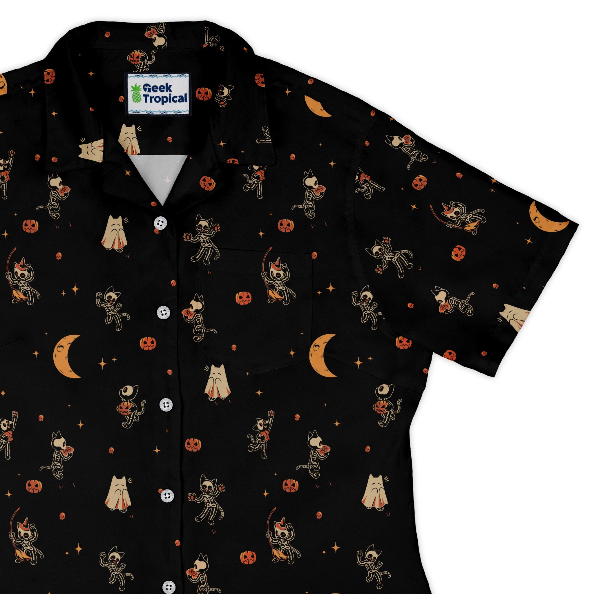 Scaredy Cats Curvy Button Up Shirt Geek Nerd Design by Tobe Fonseca halloween q4