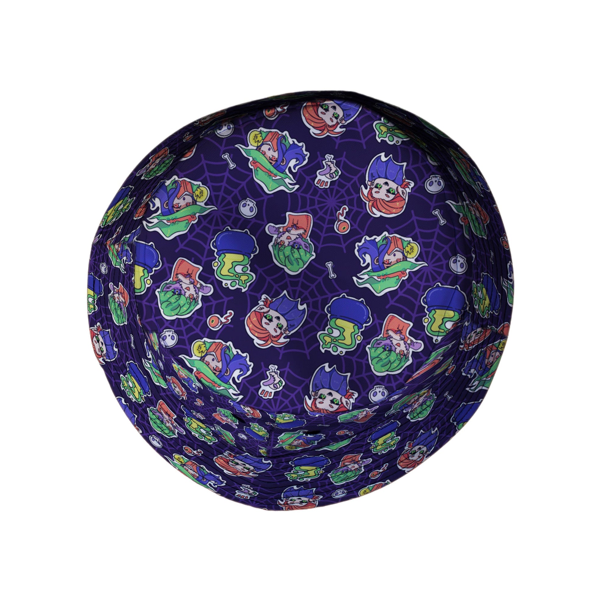 Scary Anime Chibi Stickers Dark Purple Bucket Hat