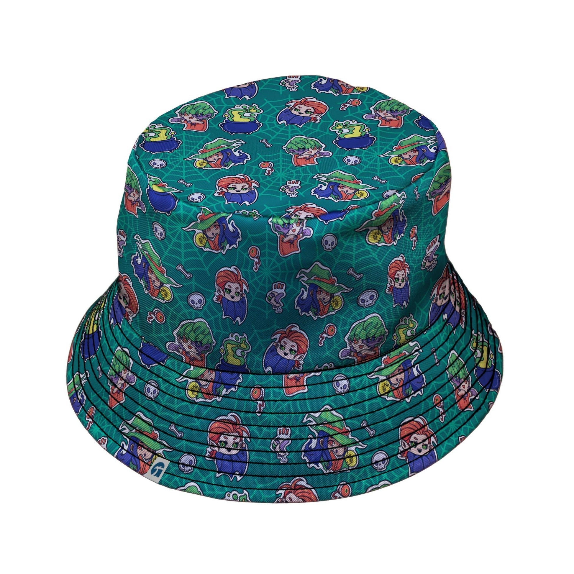 Scary Anime Chibi Stickers Teal Bucket Hat Geek Nerd halloween lx - B q4