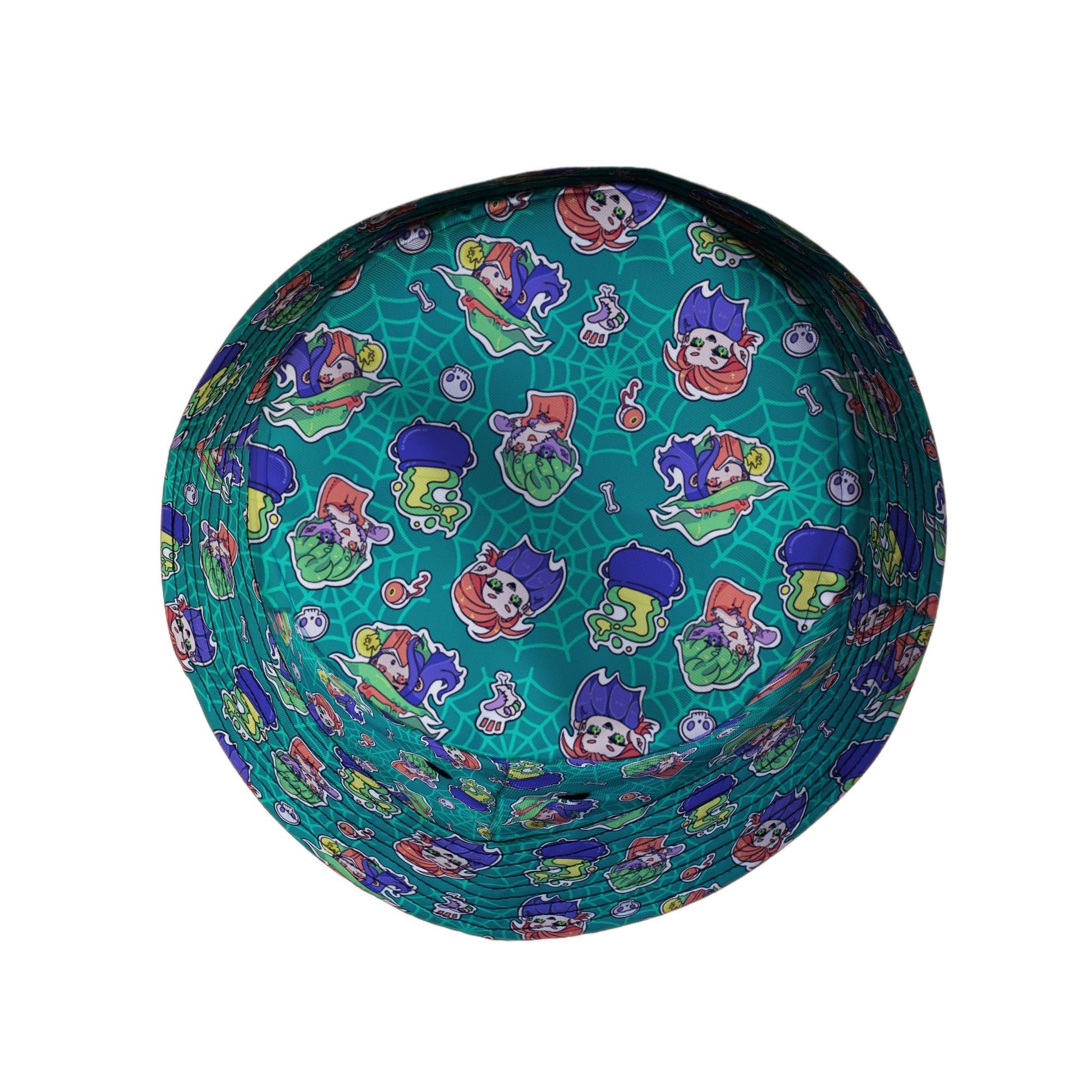 Scary Anime Chibi Stickers Teal Bucket Hat Geek Nerd halloween lx - B q4