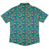 Scary Anime Chibi Stickers Teal Button Up Shirt Geek Nerd adult sizing Anime Design by Ardi Tong