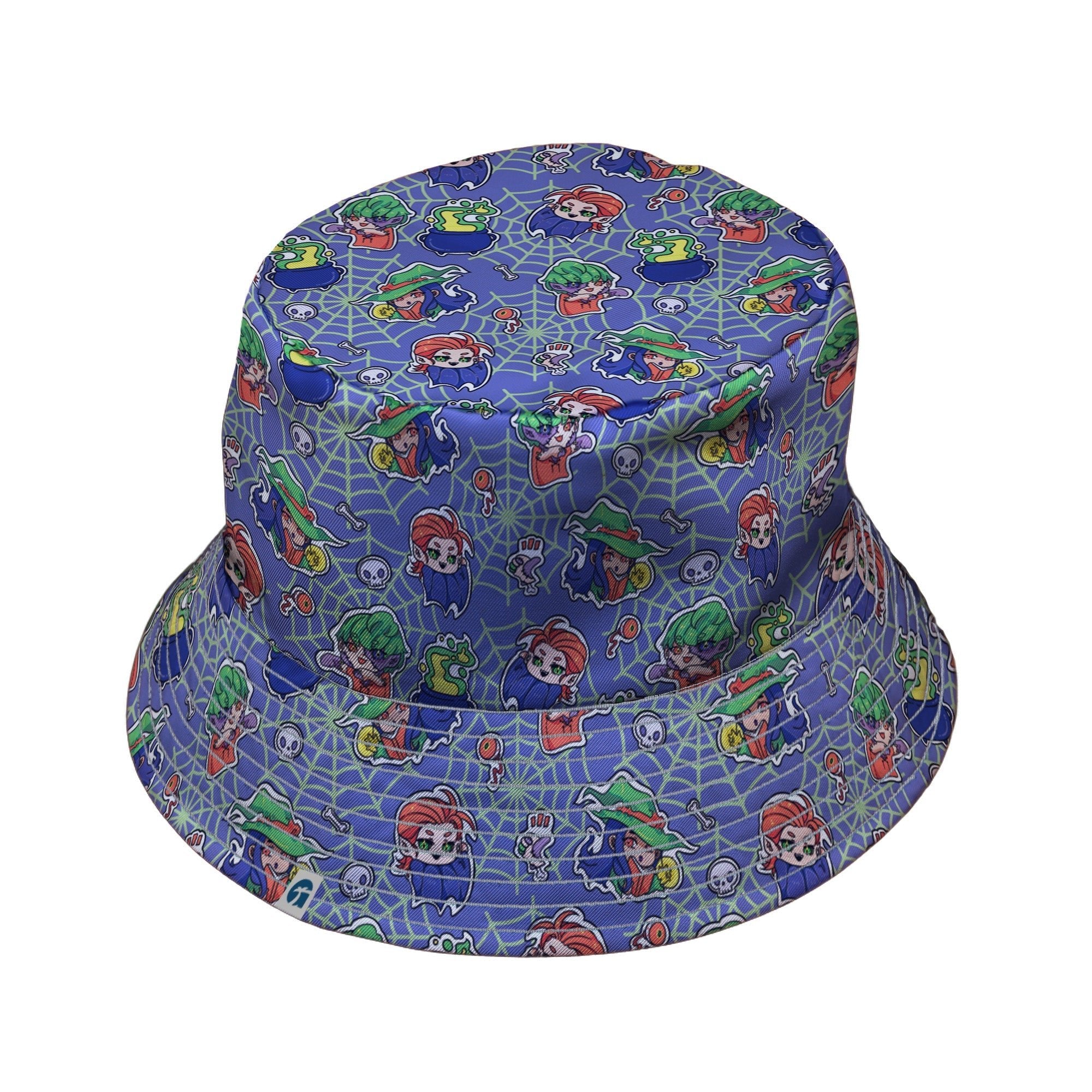 Scary Anime Chibi Stickers purple green Bucket Hat Geek Nerd halloween lx - B q4