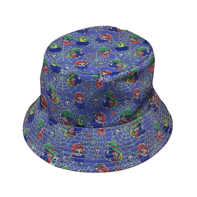 Scary Anime Chibi Stickers purple green Bucket Hat Geek Nerd halloween lx - B q4