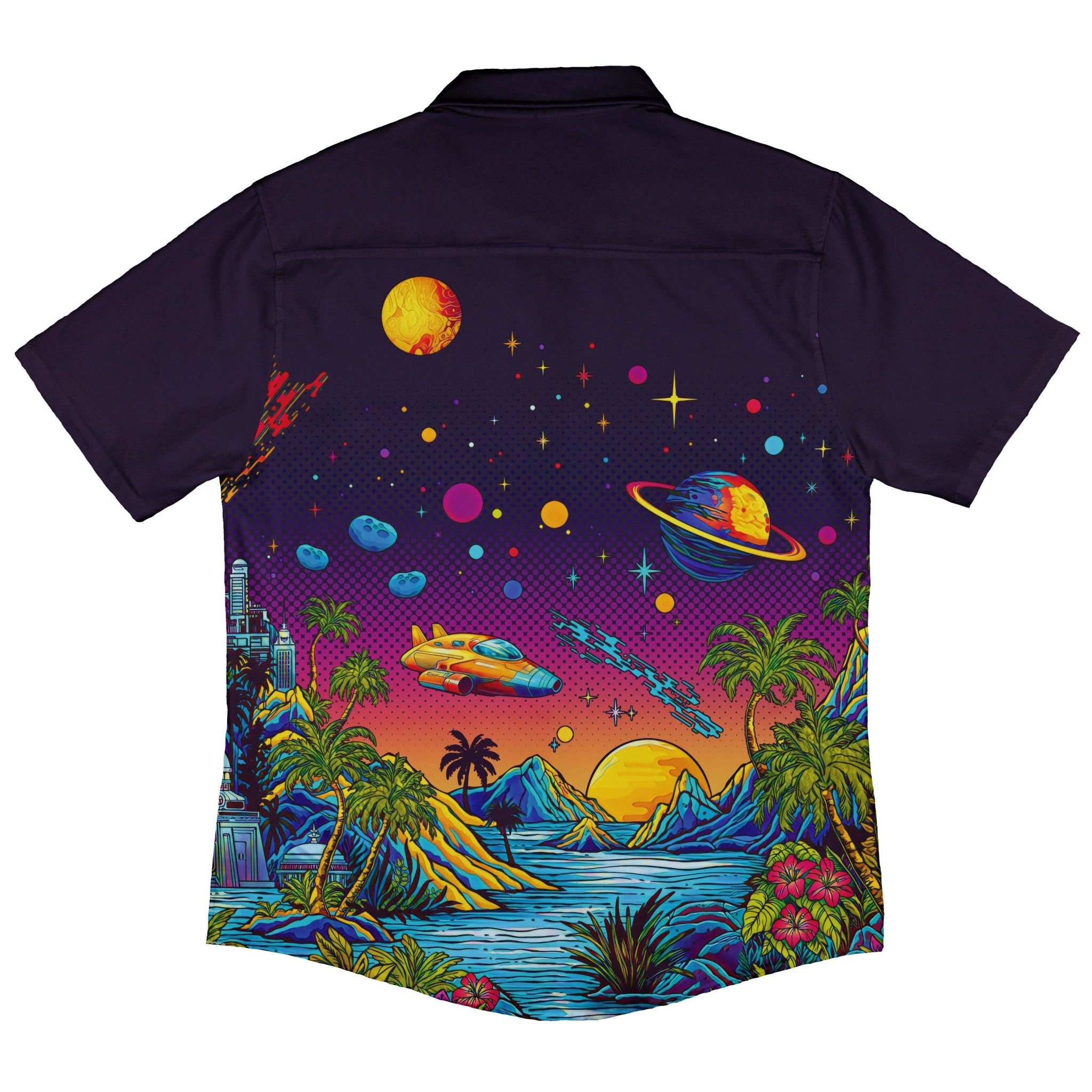 Sci-Fi Island Button Up Shirt - adult sizing - Design By Brigid Ashwood - Fantasy Prints