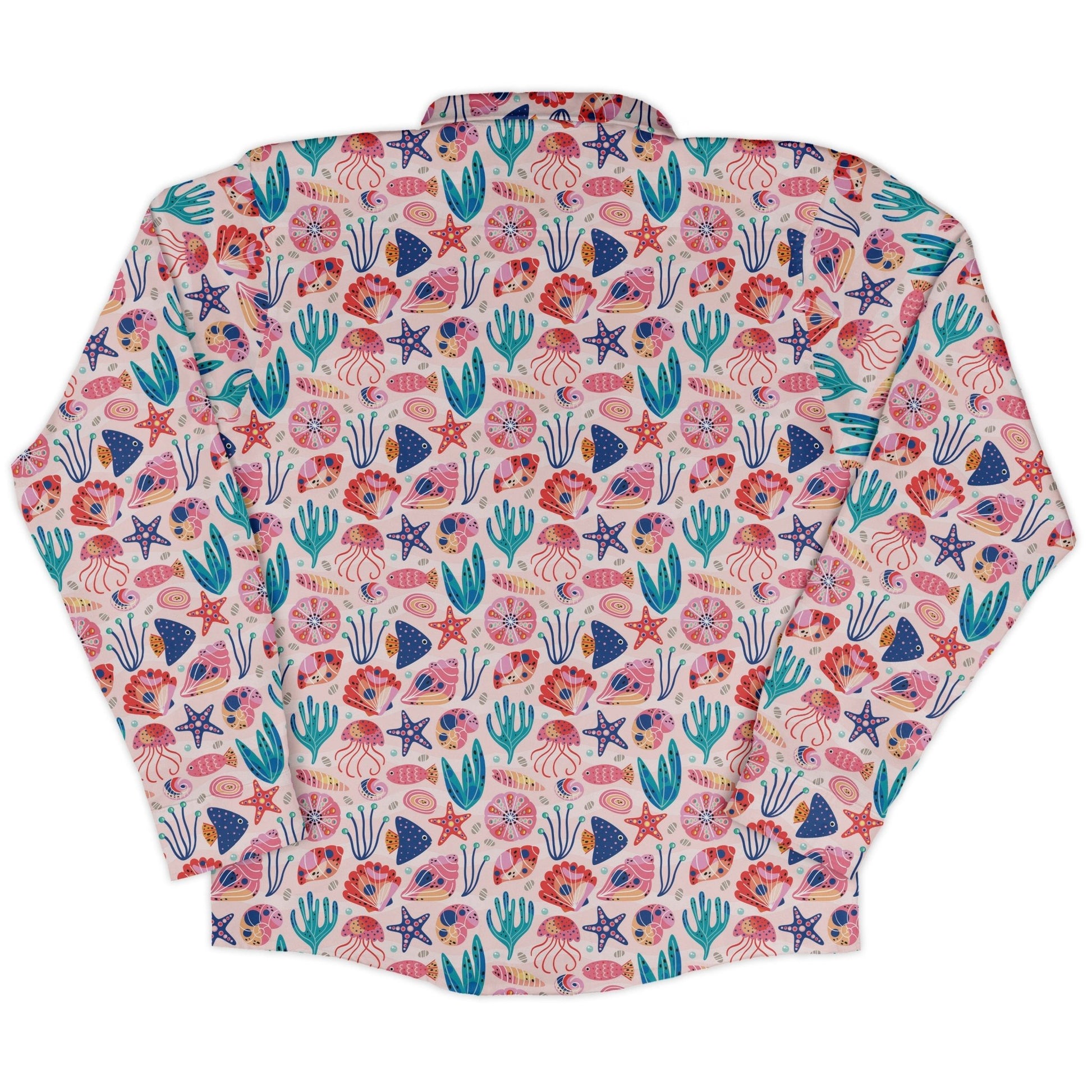 Science Cute Marine Biology Pink Long Sleeve Button Up Shirt