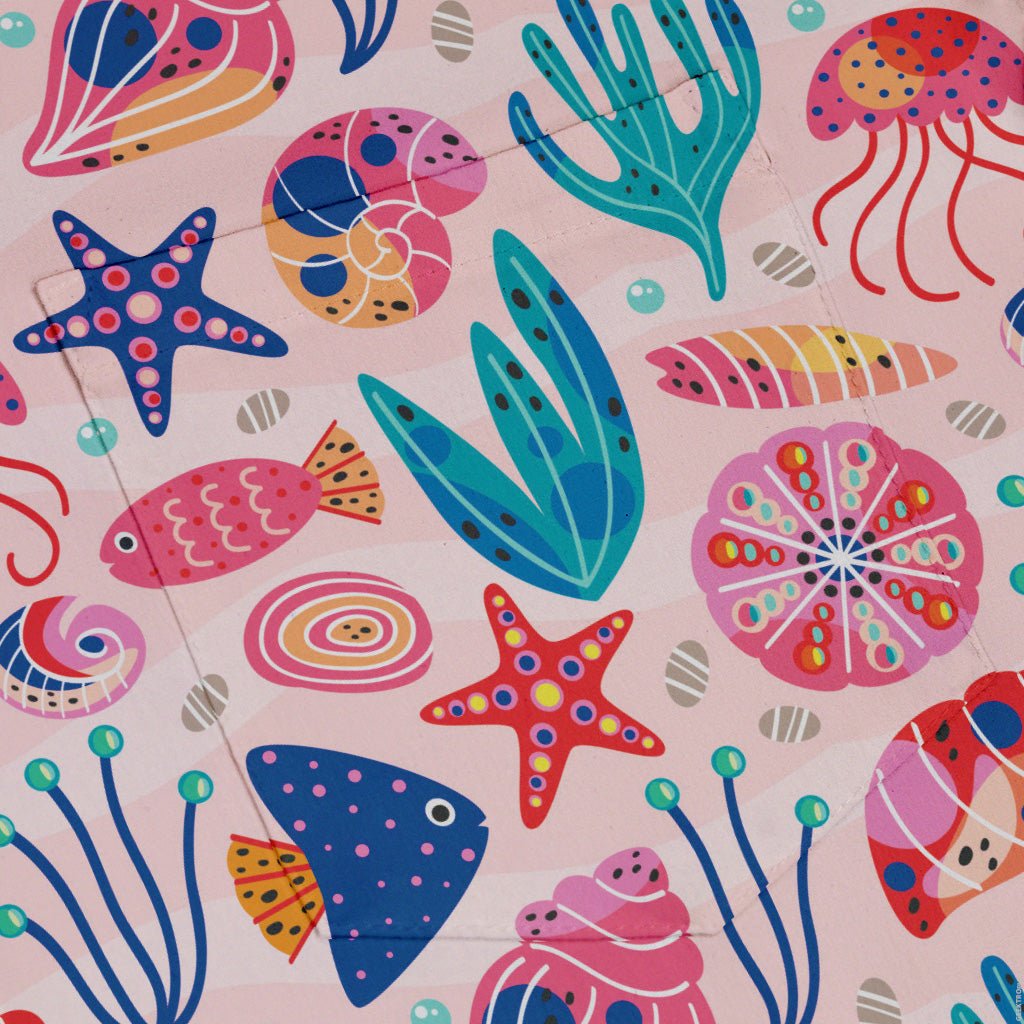 Science Cute Marine Biology Pink Button Up Shirt - adult sizing - Animal Patterns - science print