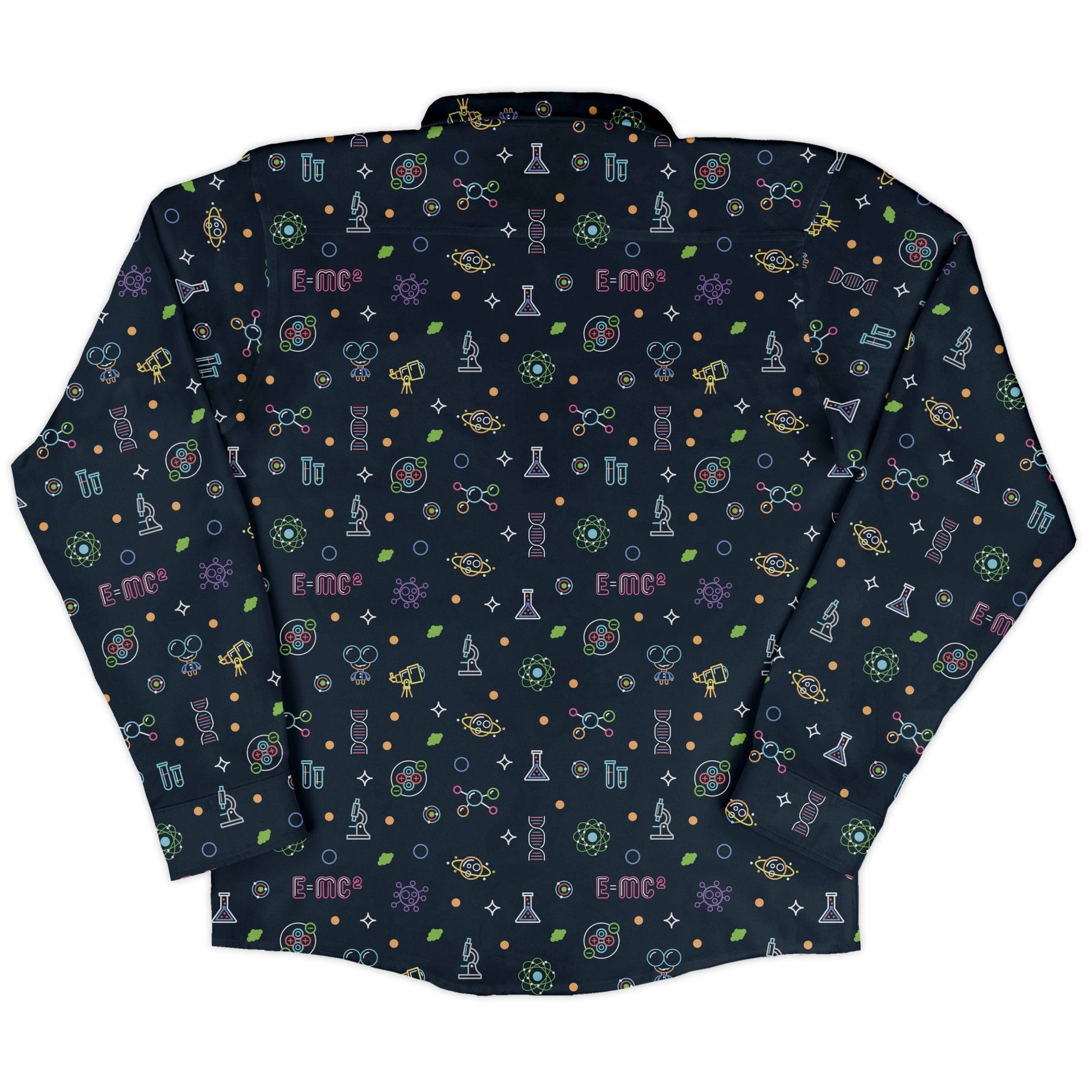 Science DNA Molecules Dark Navy Long Sleeve Button Up Shirt